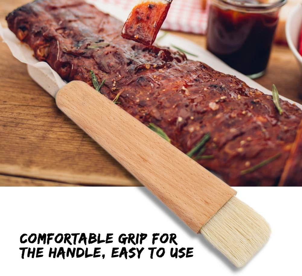 Wooden Barbecue Brush, Wooden BBQ Brush for Oil Sauce Butter Marinades, Food Brushes for BBQ Grill Kitchen Baking, Baster Brushes Baste Pastries Cakes Meat Desserts (Flat Handle Brush) image number 2