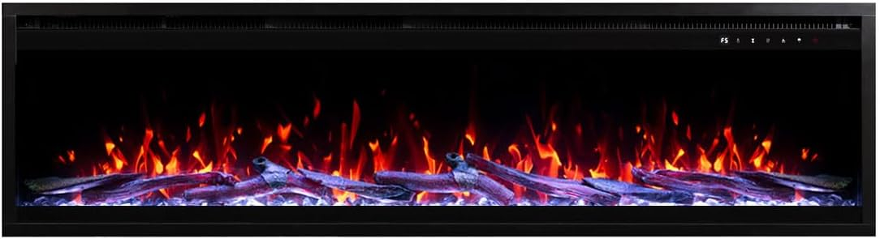 Modaliving Harmony Series 1500W Wall Mounted Electric Fireplace with Crackling Sound, 3D Flame, 13-Colour Ember Bed, Smartphone & Voice Control (55 Inch) image number 4