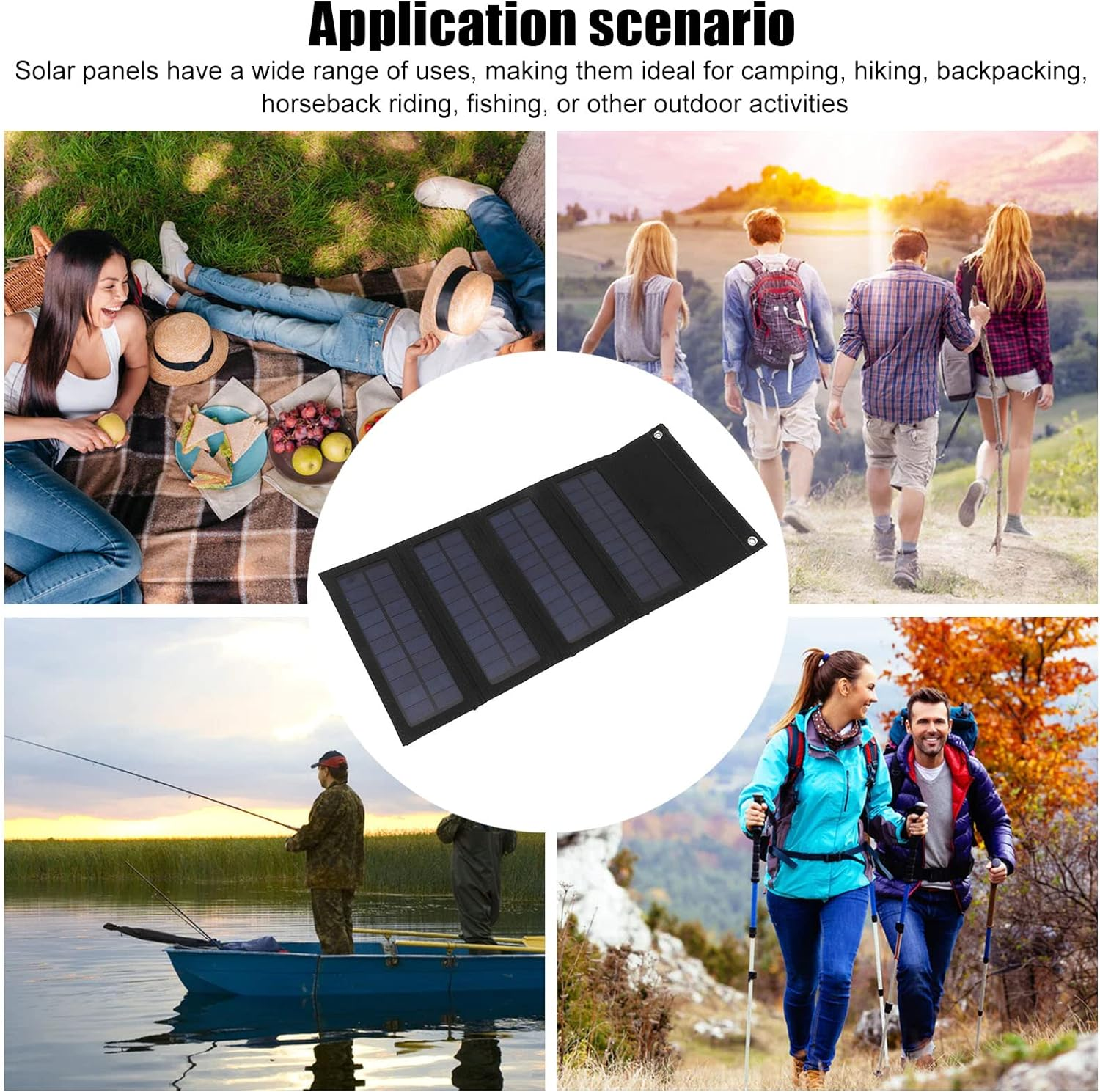 40W Solar Panel Charging Bag, Foldable Monocrystalline Solar Panel Charger with USB Interface for Laptop Outdoor Camping Hiking Emergency Charging (Black) image number 2