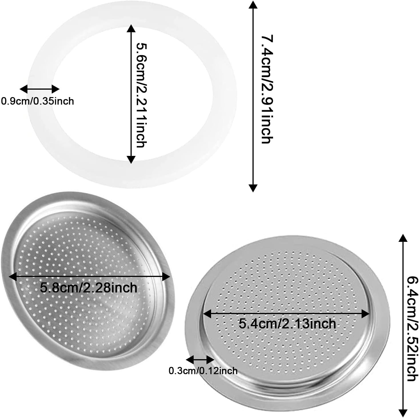 O-Rings Sealing Rings Silicone Ring Sealing Ring Coffee Cup Seal Espresso Maker Washable 9 Replacement Sealing Rings and 3 Aluminium Filters for Coffee Machines 6 Cup Pots (74 Mm) image number 3