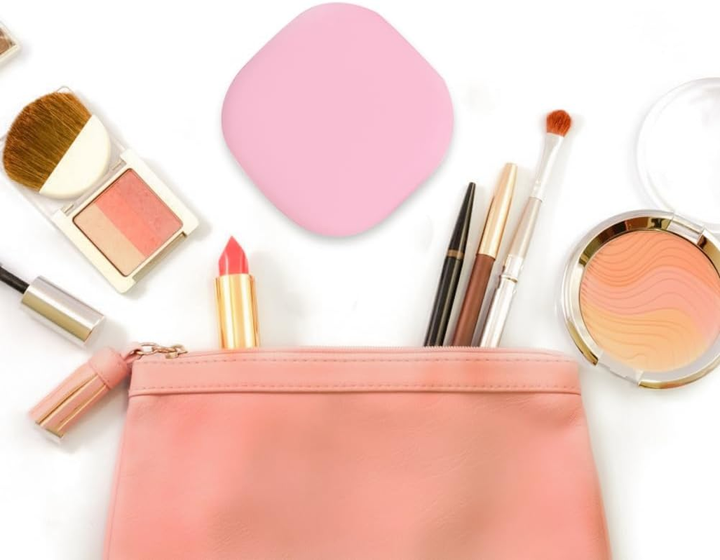 Compact LED Magnifying Travel Makeup Mirror 1X/10X Magnification Small Hand Pocket Mirror 3 Light Colors Dimmable Double Sided USB Rechargeable Touch Screen, Portable Cosmetic Mirror(Pink) image number 5