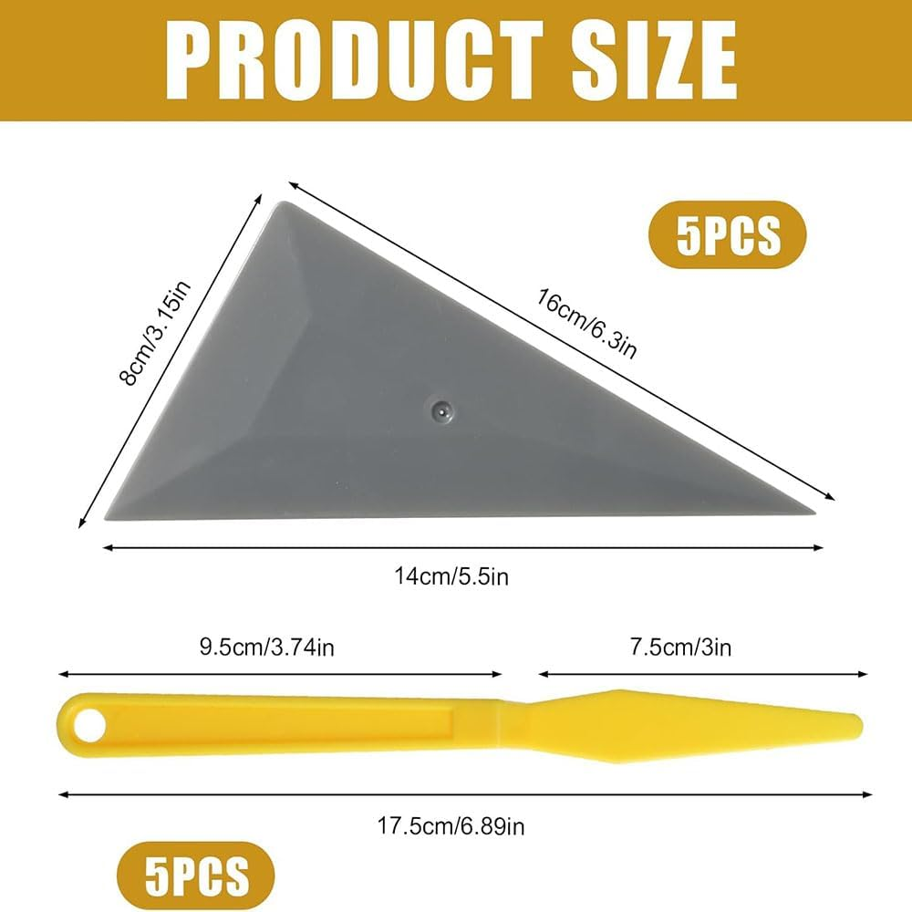10 Pcs Professional Window Tint Tool Kit, Triangle and Contour Squeegees, Card Scraper for Bubble Free Car Vinyl Wrap, Window Film and PPF Installation,Auto Tinting Accessories Kit image number 3