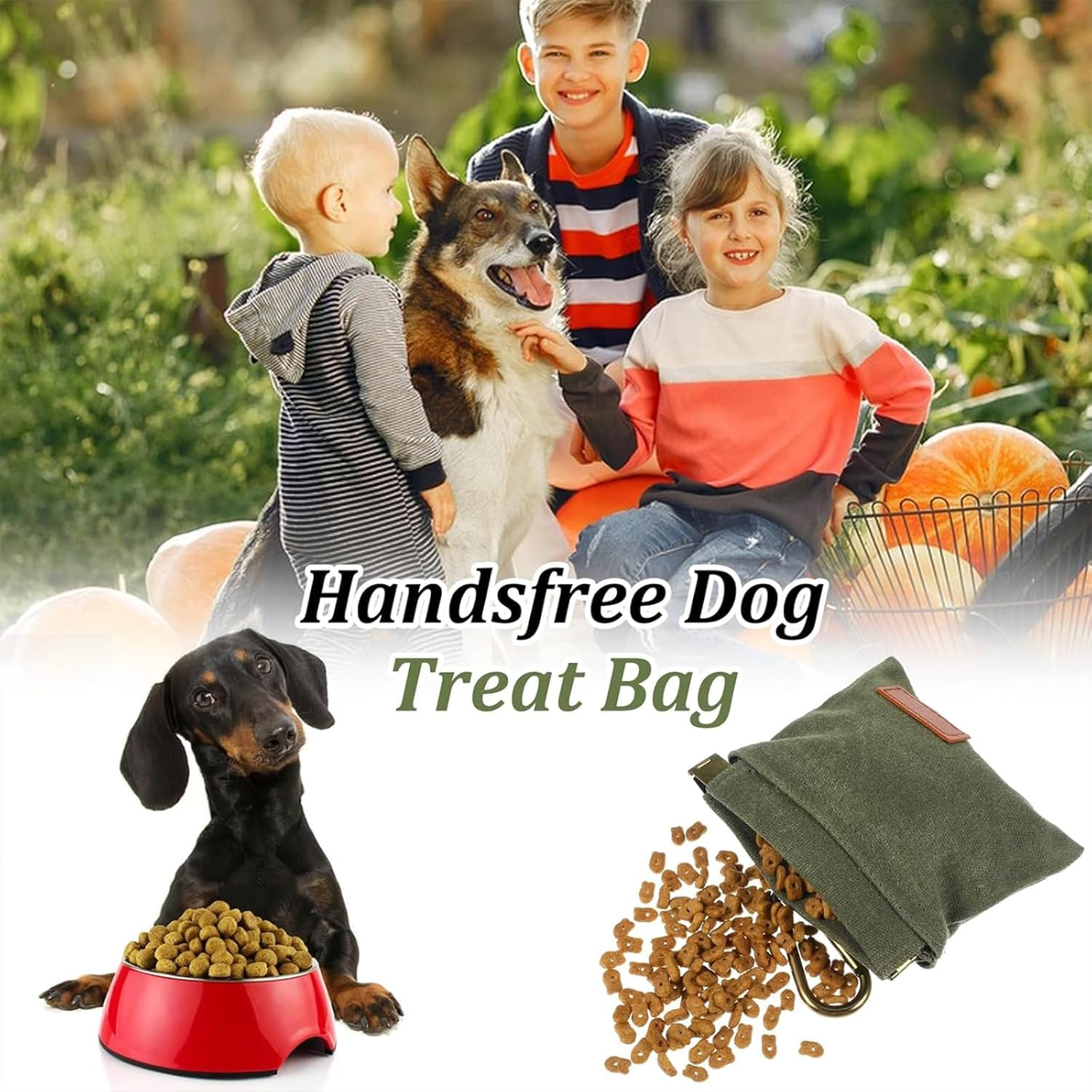 Yeanifeana 2-Pack Dog Treat Bags with Carabiner Clips, Auto-Closing Leak-Proof Pet Training Pouch, Hands-Free Dog Walking Accessories for Outdoor Hiking, Puppy Travel & Daily Training