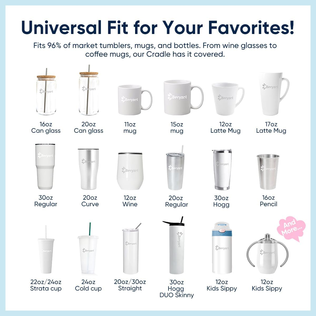 Beryzol Silicone Cup Cradle, Cup Cradle for Tumblers with Felt Squeegee Use to Apply UV DTF Stickers/Vinyl Stickers for Tumblers - Keep Mugs in Place - Cup Cradle-Cyan image number 6