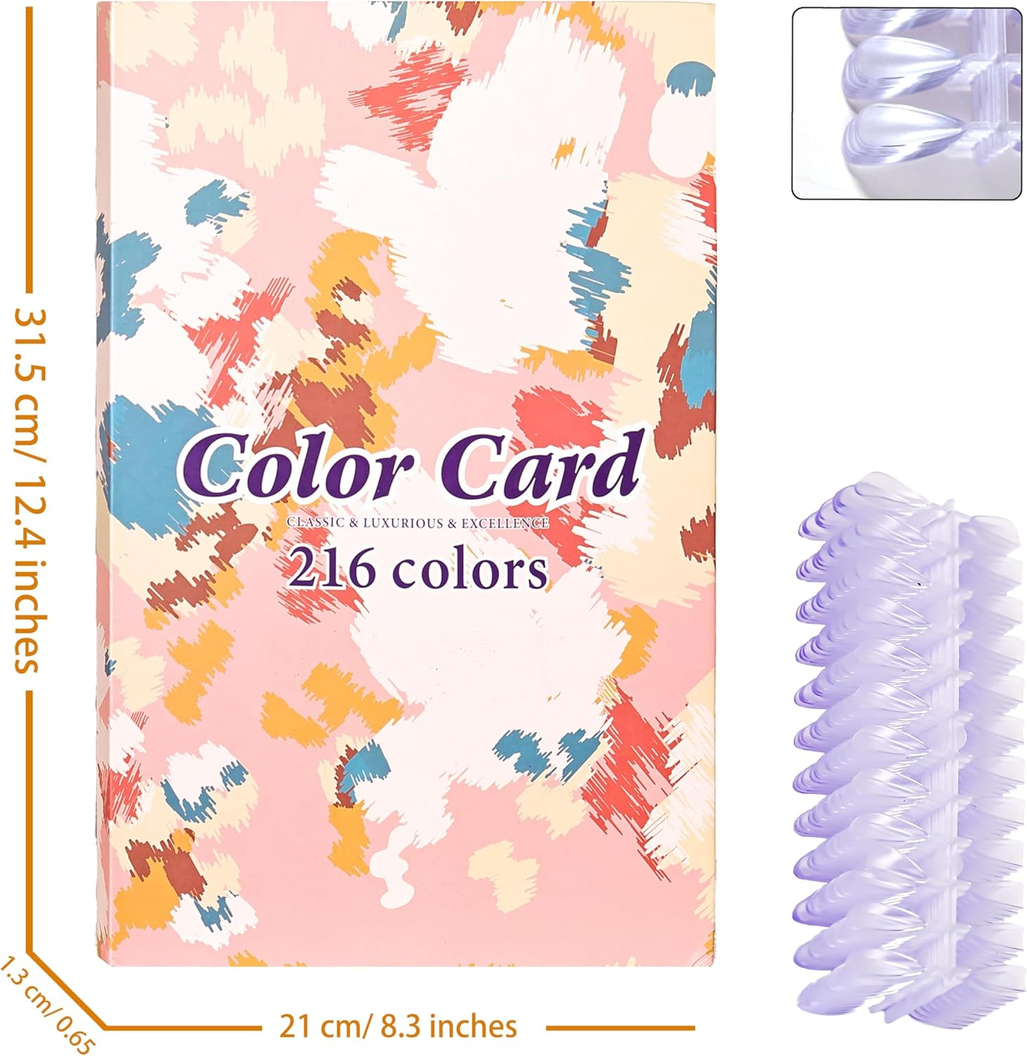 Acycoin2A 216 Nail Color Book with 240 Nail Tips and Nail Polish Gel Color Number Lable (B)