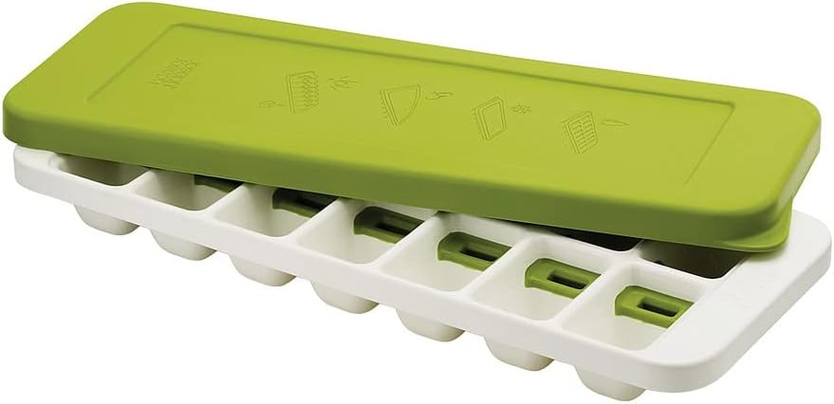 Joseph Joseph Quicksnap plus Easy Release Ice-Cube Tray with Stackable Lid - Green,White/Green