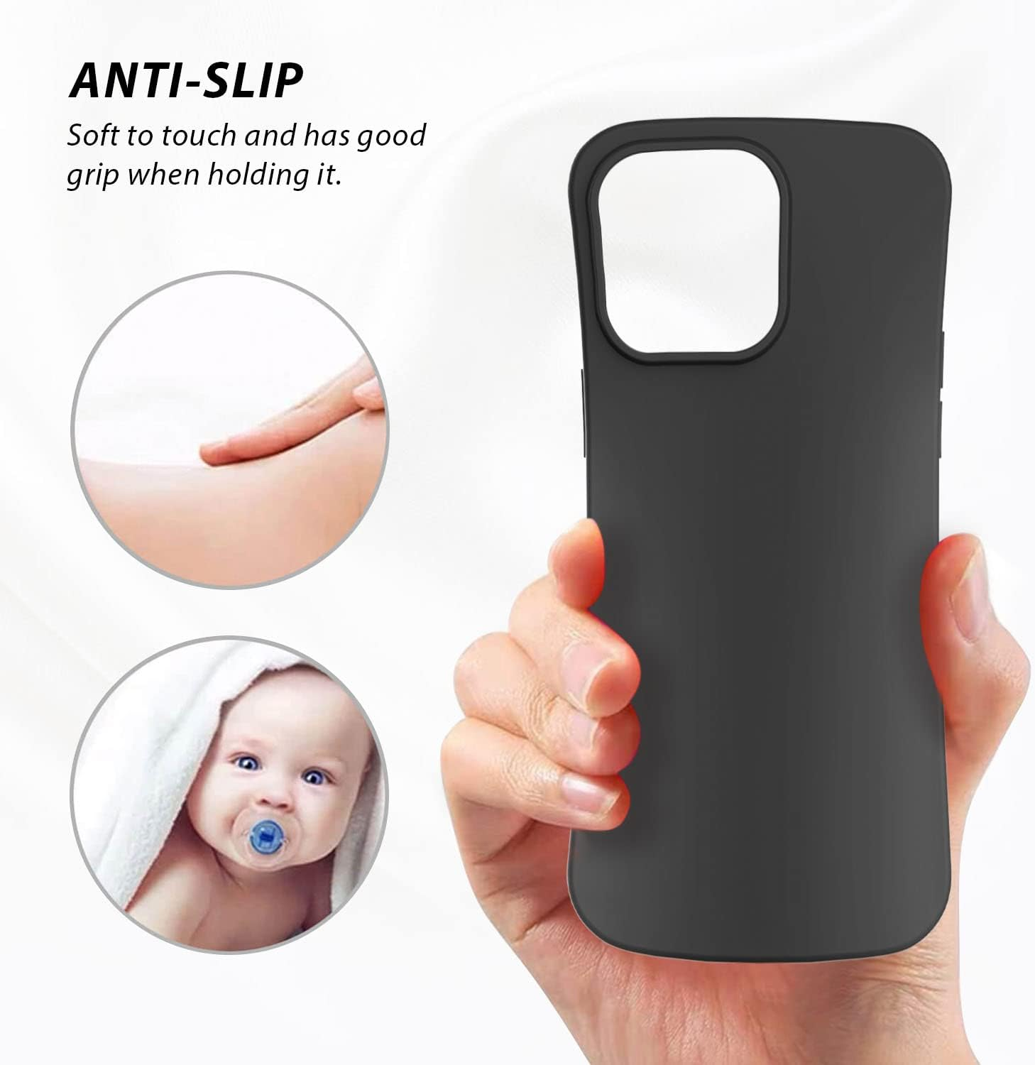 ZUSLAB Case for Iphone 14 Pro Max Case Real Liquid Silicone Anti-Scratch Gel Rubber Shockproof Cover with Soft Microfiber Lining Drop Full Protection for Apple (2022) - Black image number 2