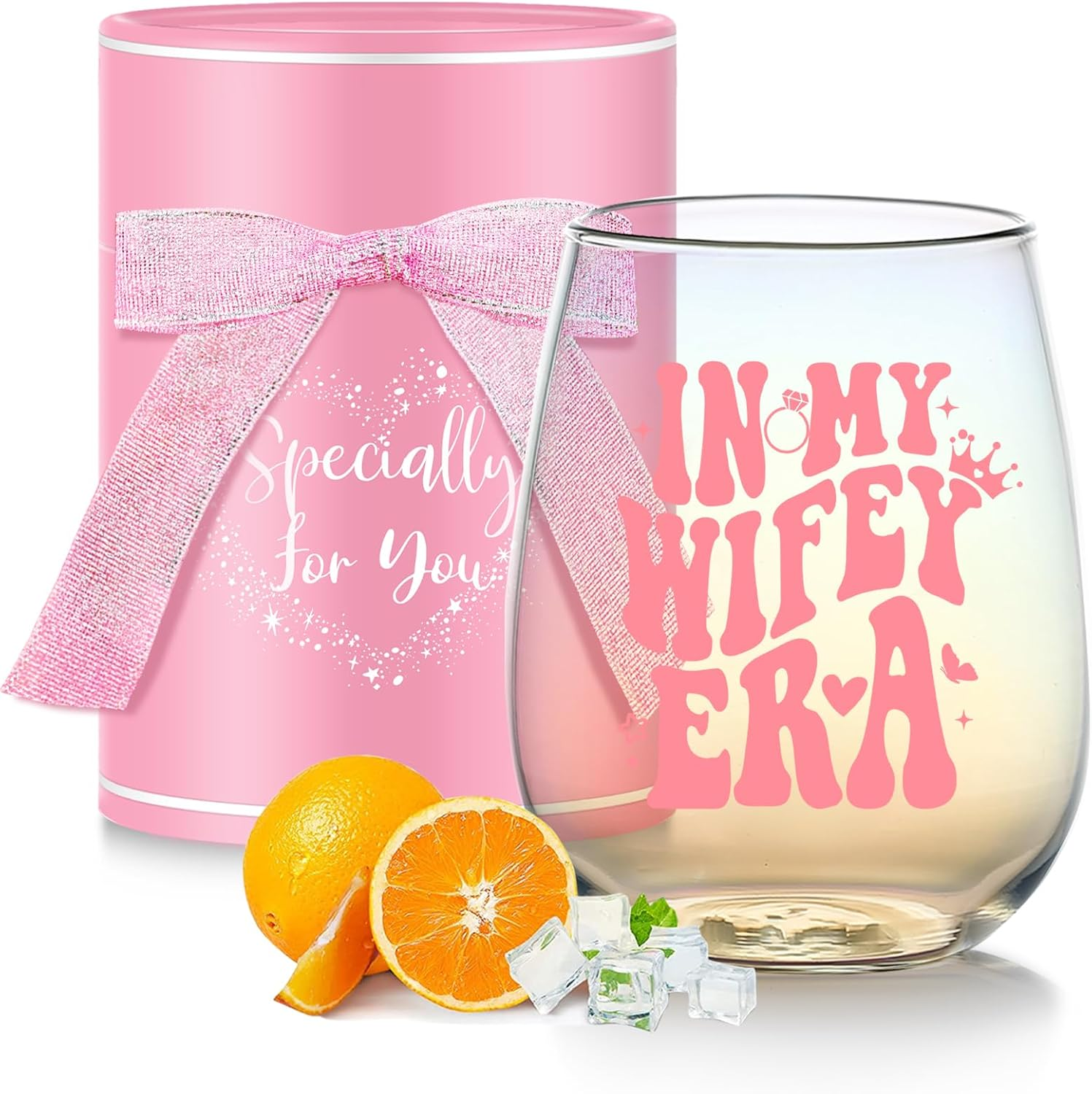 Bride to Be Gifts Cool Bridal Shower Wedding Engagement Gifts for Women Classy Bachelorette Gifts for Brides Best Friend Sister Colleagues Iridescent Wine Glasses 16Oz Wifey Cup Honeymoon Gifts image number 5