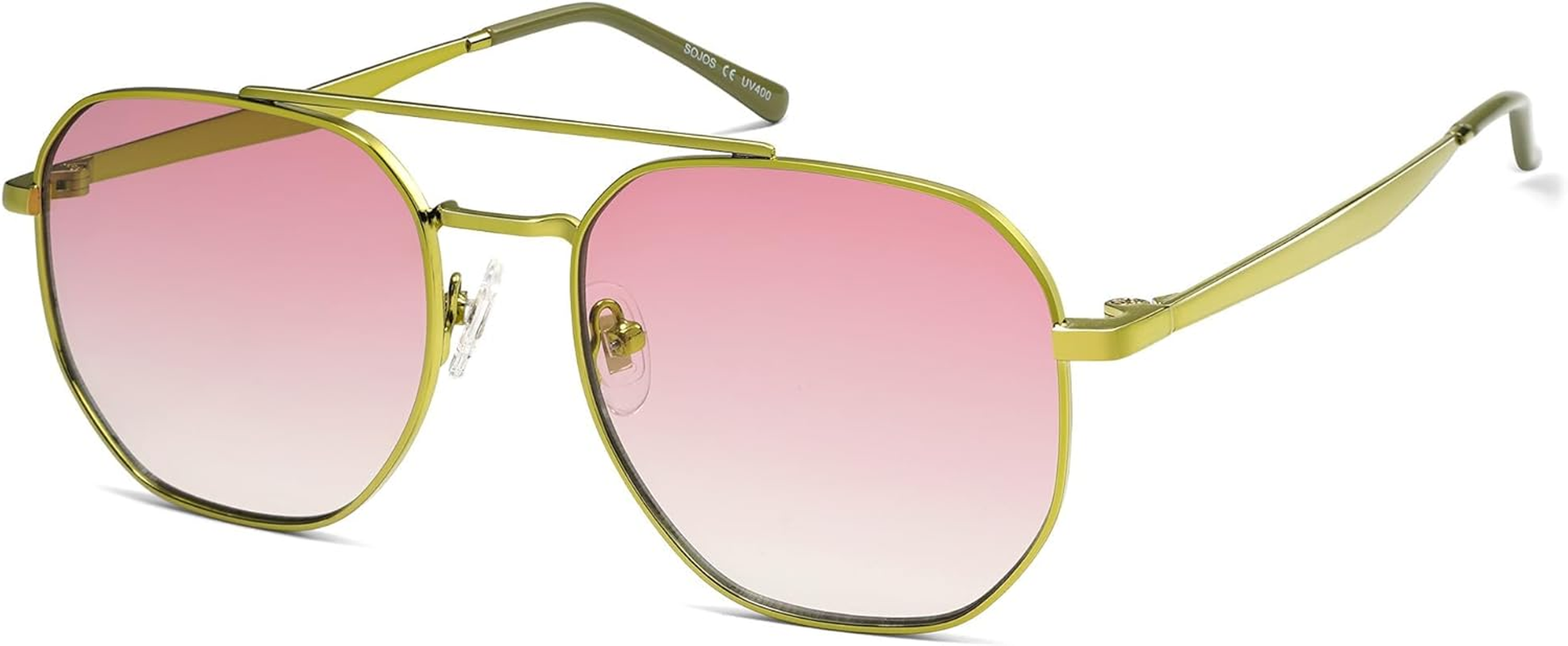 SOJOS Classic Square Aviator Sunglasses for Women Men Retro Hexagon UV400 Protection Shades SJ1222 image number 2