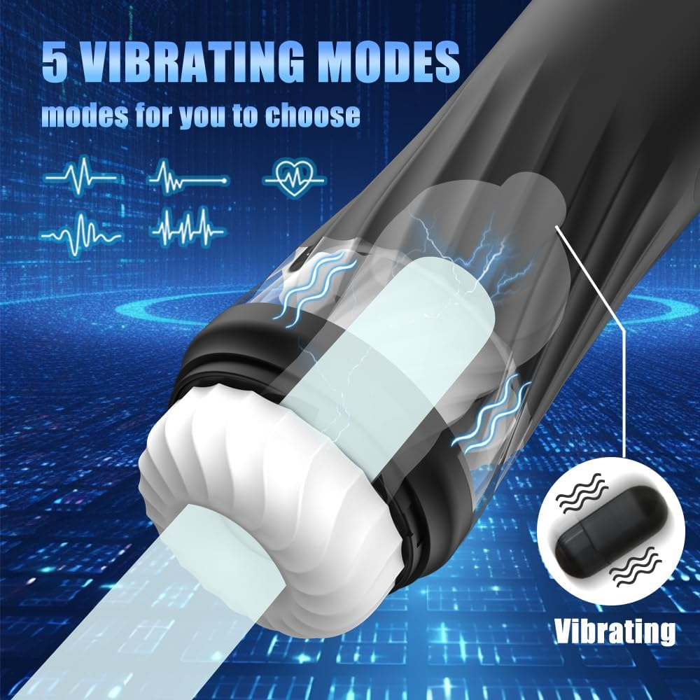 Hephix Sucking Masturbator Sex Toys for Men &ndash; New 3D Texured Automatic Masturbators Cup with 5 Vibration Modes & 5 Twisting Sucking & 3 Rotating Sucking & Heating Mode, Penis Pump Stroker for Men with 1 More Lubricating Oil image number 4