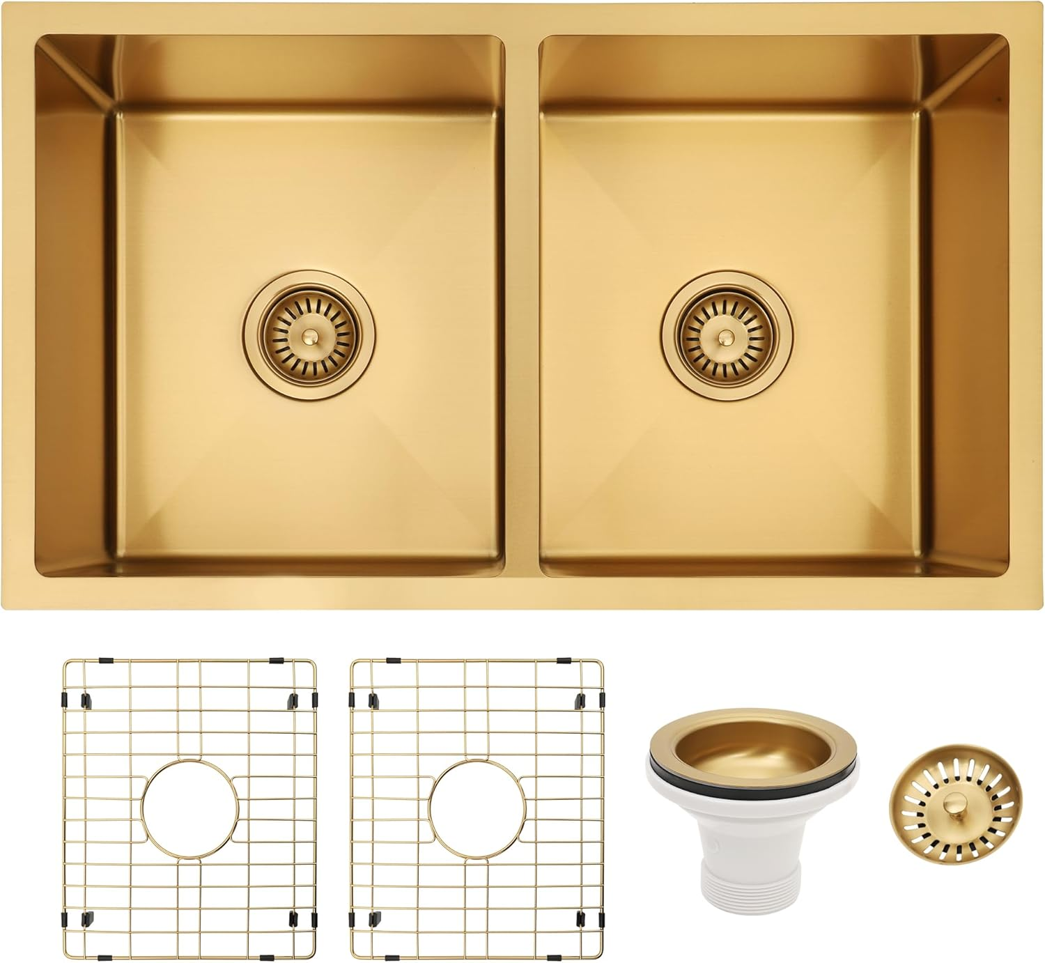 Kitsitchen Kitchen Stainless Steel Sink 45X45X23Cm Silver Single Bowl Basin Sinks Handmade, Home Laundry with Waste Drainer &Grid under Mount R10 Corners