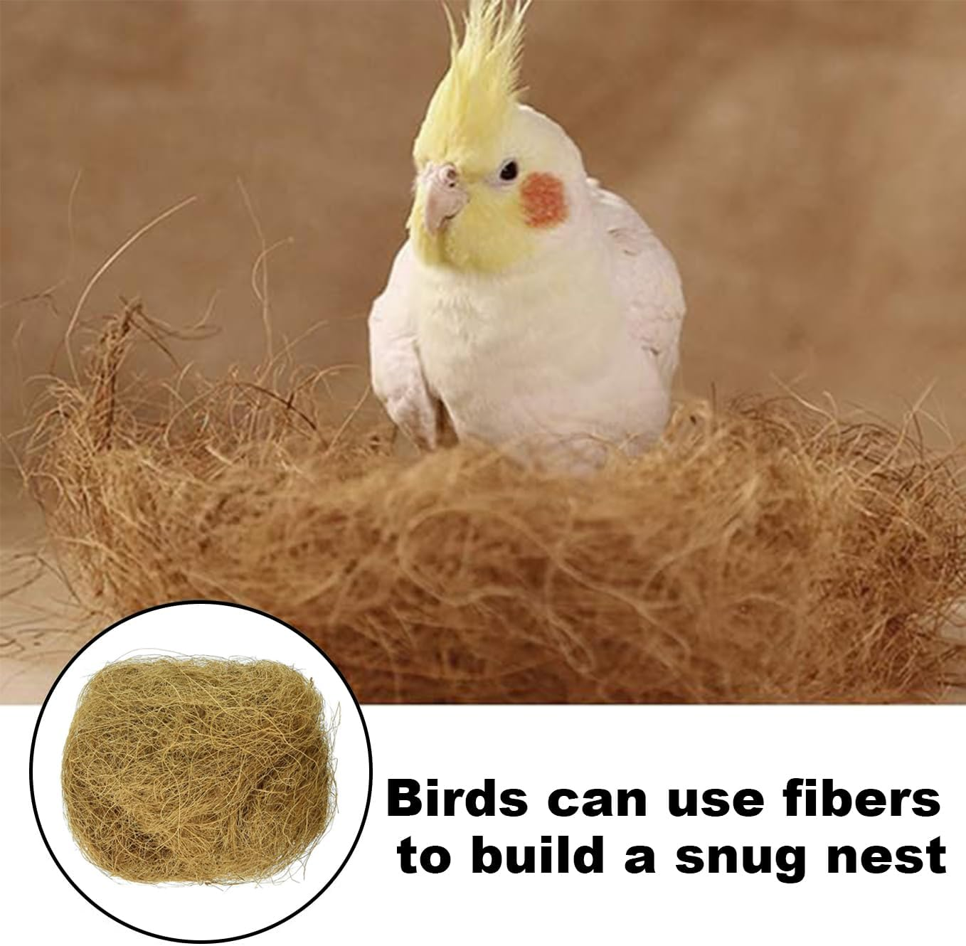 100G Nest Breeding Mat,Bird Nesting Material,Nest Coconut Fiber,For Bird Pet Nesting Supply Palm Brown Silk,Bedding Substrate for Laying Eggs,Small Animal Bedding Nesting Protect image number 5
