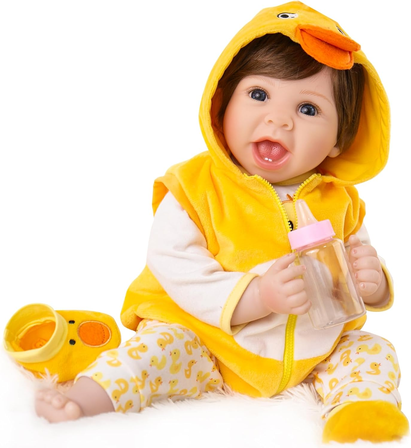Aori Realistic 22In Reborn Baby Doll in Ducky Outfit, Yellow, 22'' (24325) image number 4