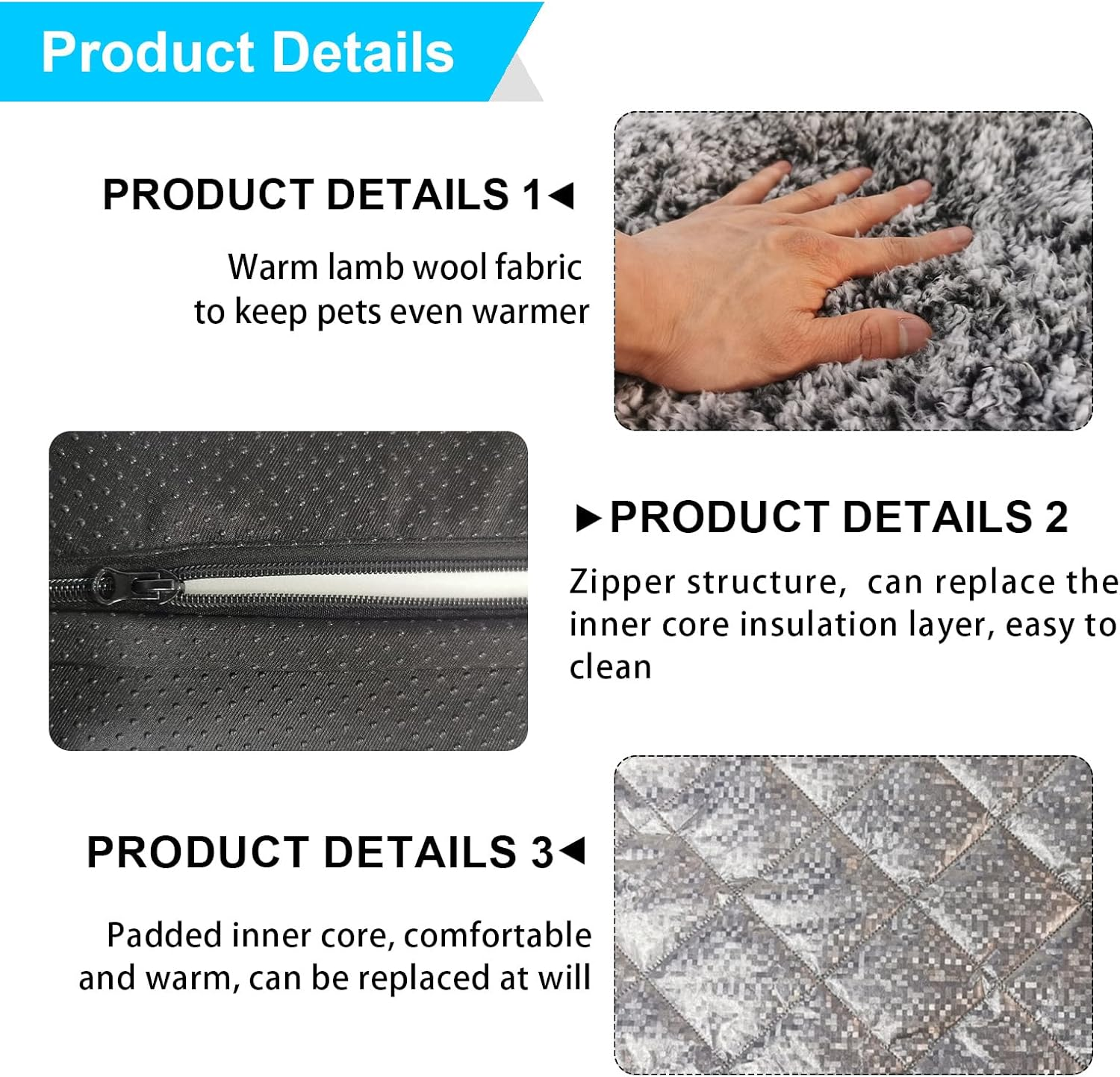 Molbory 48 X 70 Cm Self-Heating Cat Blanket, Cat Cushion, Washable for Cats and Small Dogs, Machine Washable, Not Electric, Grey image number 3