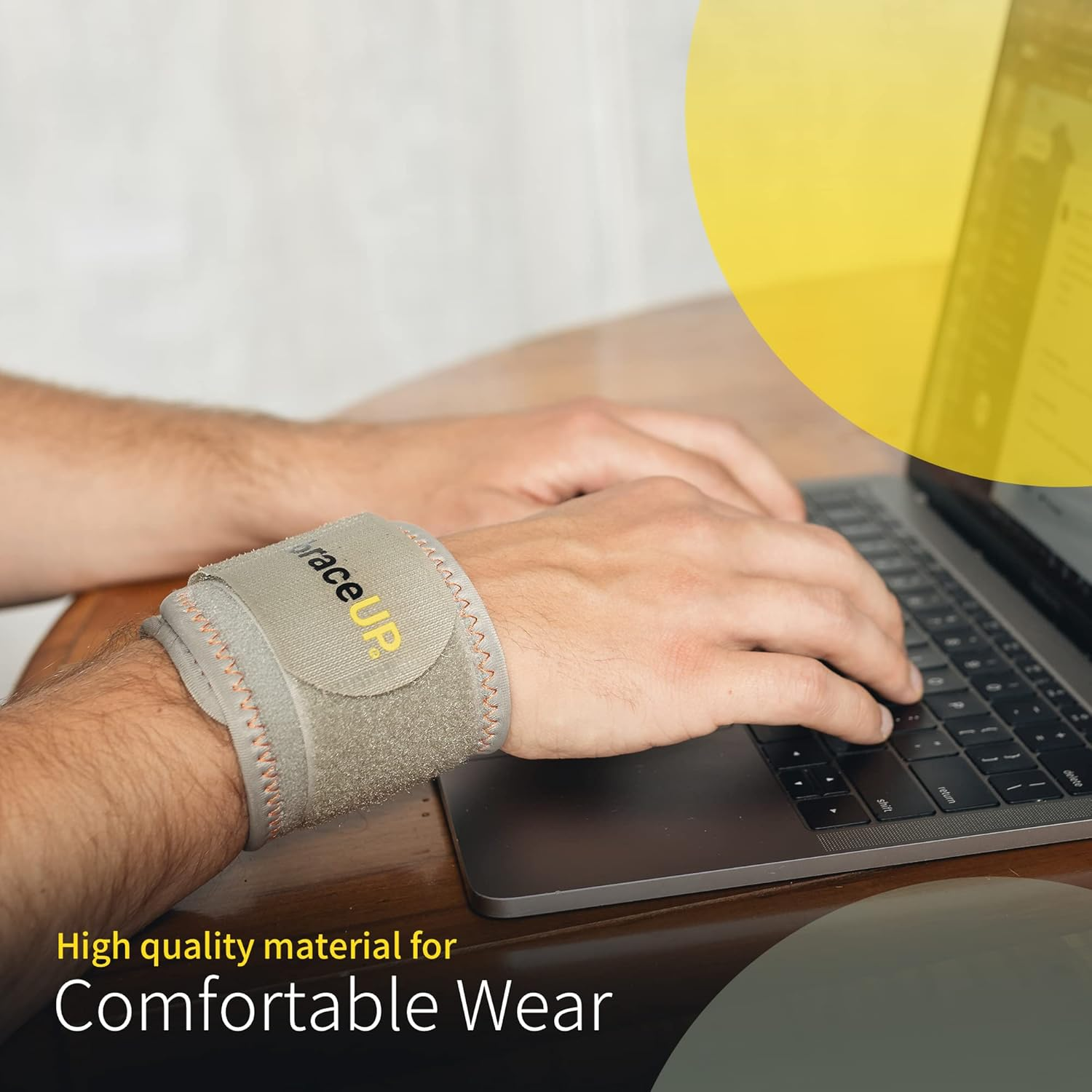 Braceup Wrist Compression Strap - Wrists Wrap, Wrist Band, Brace for Tendonitis, Tennis, Gym, Workout, One Size Adjustable (Black), 1 PC image number 4