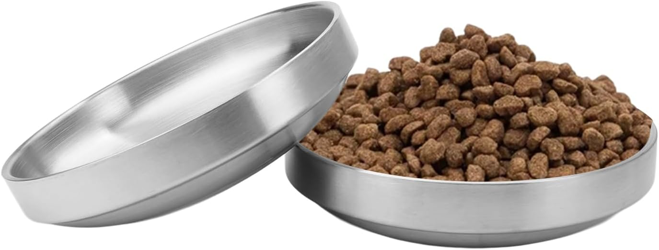 Pack of 2 Flat Stainless Steel Cat Bowls, Stainless Steel Cat Bowls, Stainless Steel Cat Bowls, Metal 304, Flat Cat Bowls, Drop-Proof, Easy to Clean, for Kittens, Small Dogs image number 5