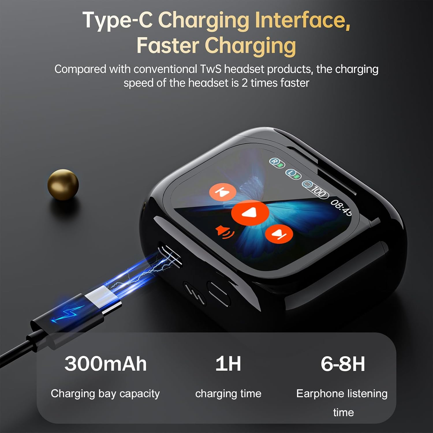 Bluetooth Headphones, In-Ear Headphones Wireless with Touch Screen, Bluetooth 5.4 with ANC/ENC Noise Cancelling Mic, 60H Playtime, Deep Bass Earbuds with Hifi Sound/7 EQ Modes, IPX7 Waterproof image number 6