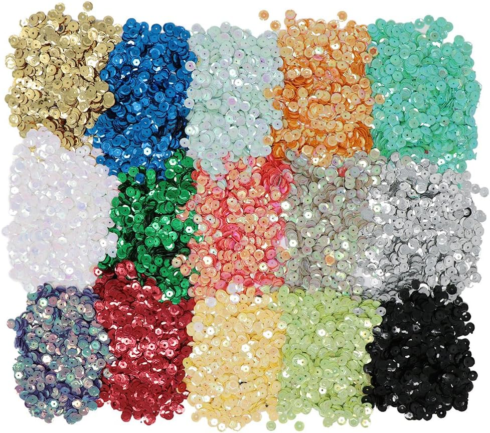 VAPKER 15 Colors 6Mm Loose Sequins Rainbow Cup Sequin Bulk Iridescent Spangles Craft Supplies Assorted Colors for DIY Arts Crafts Making(150Gram) image number 2
