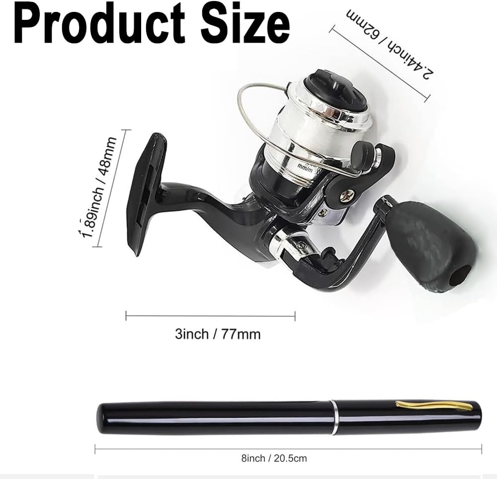 Fishing Rod Reel Combo, Mini Pen Fishing Pole Kit Telescopic Fishing Rod Spinning Reel Combo Kit image number 5