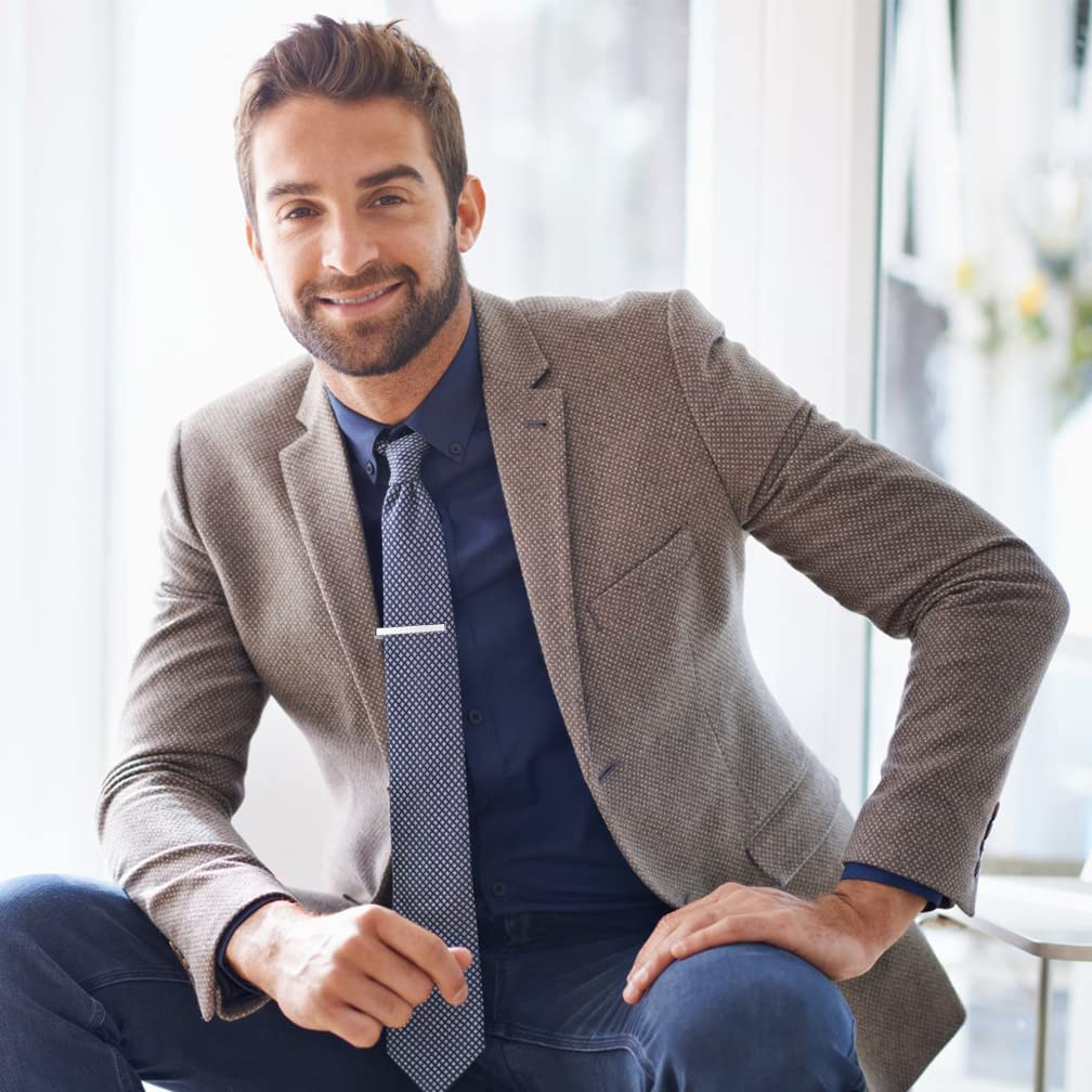 Viaky Classic Style Men'S Tie Clips, Neck Ties Necktie Bar Pinch Clip with Gold Silver Black 3 Tone, Best Gifts for Your Father, Lover and Friends in Xmas, Anniversary, Wedding, Party, Meeting image number 4