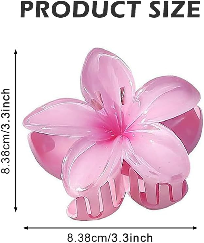 6 Pack Large Claw Clips for Women, Hawaiian Plumeria Hair Accessories, Non-Slip Claws for Thick, Thin, Curly Hair, Tropical Summer Hair Accessories, Beach, Gym, Everyday Use image number 2