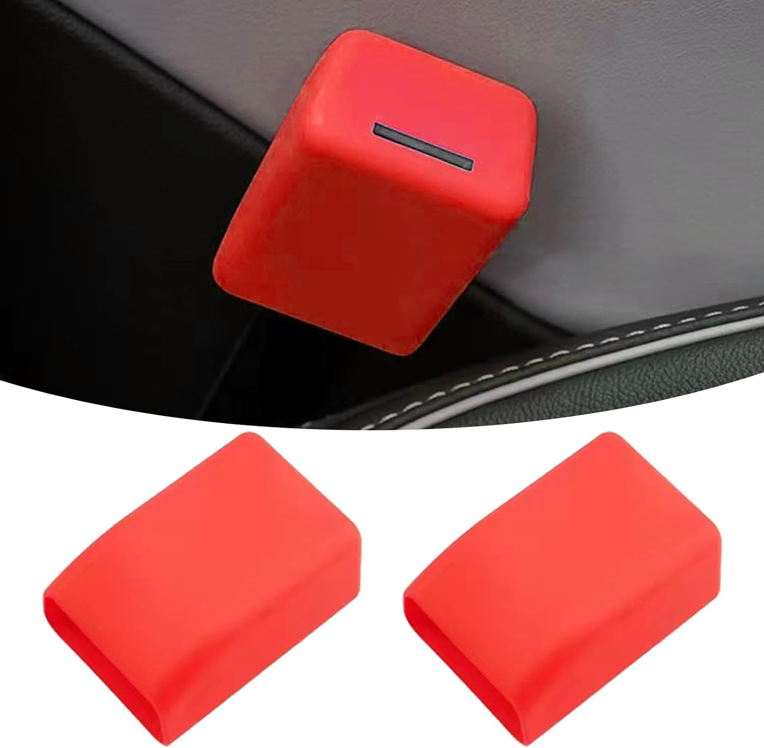 2Pcs Silicone Protective Cases for Car Seat Belt Buckles, Red Seat Belt Buckle Holder, Suitable for Children, Toddlers, the Elderly, Seat Belt Buckle Brackets, and Seat Belt Buckle Bracket Boosters image number 5