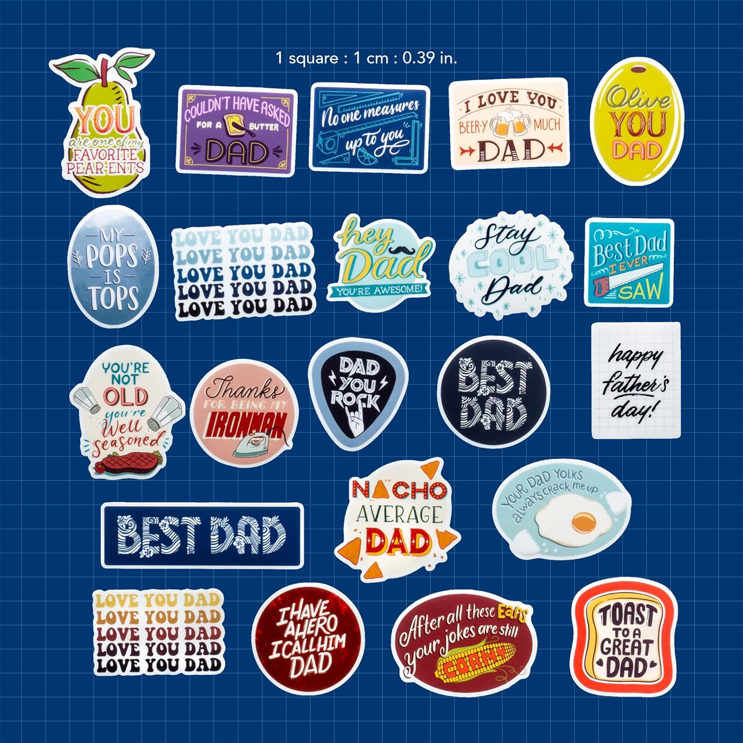 NAVY PEONY Witty Father'S Day Stickers (22 Pieces) - Vibrant, Funny, Waterproof | Unique Dad Stickers for Crafts, Scrapbooks, Water Bottles image number 3