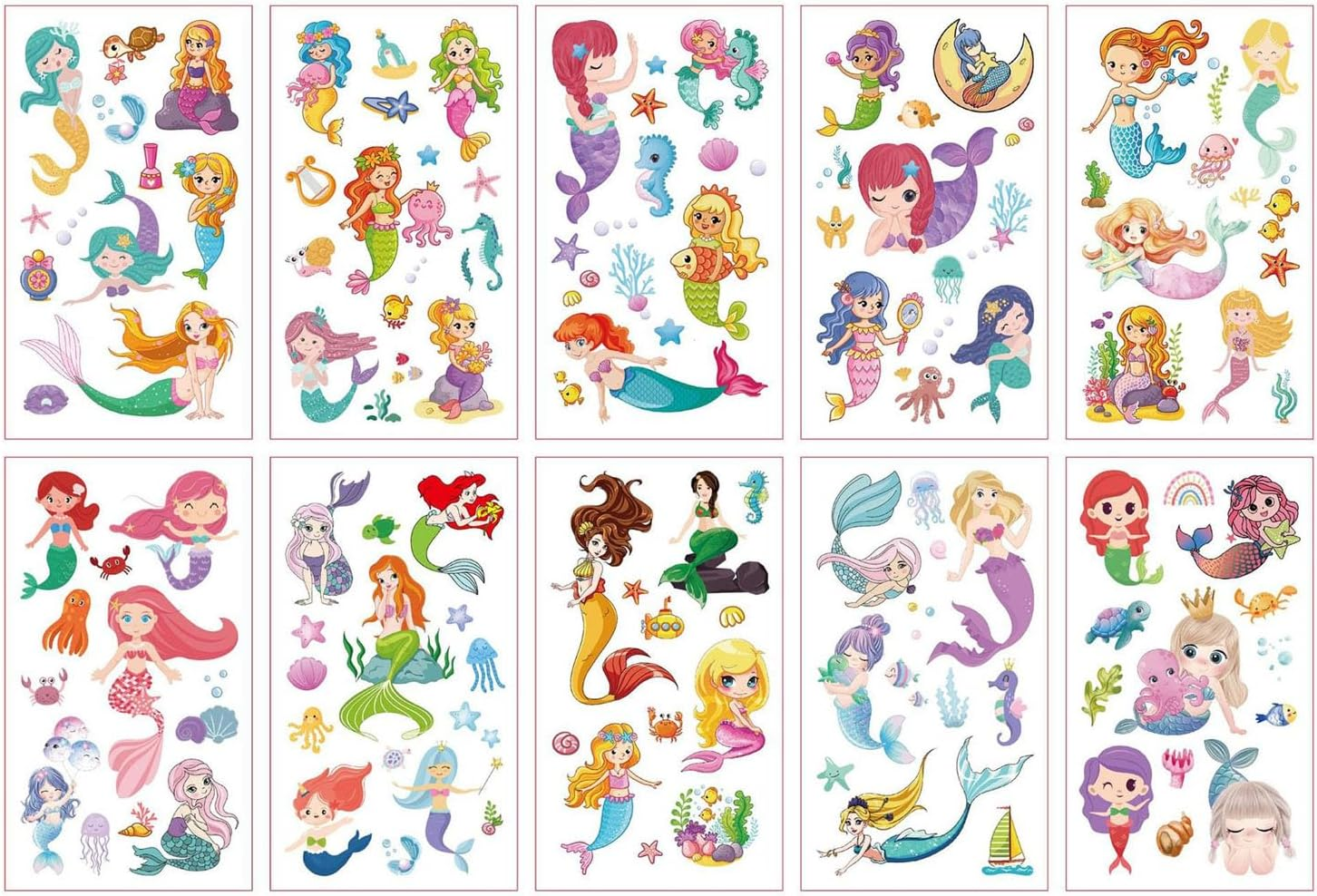 Ocean Animals Temporary Tattoos, 10 Sheets under the Sea Creature Animal Tropical Ocean Fish Shark Dolphin Waterproof Tattoo Stickers for Birthday Party Favor Supplies Decoration