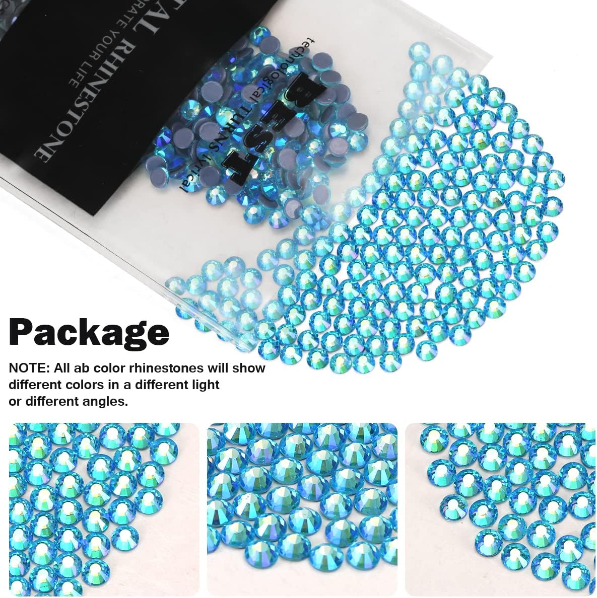 Novani Hotfix Rhinestones, Aquamarine AB Flatback Glass round Crystals Gems for Crafts Clothes Shoes Bag DIY Decoration (Ss30/6.4Mm/288Pcs) image number 2