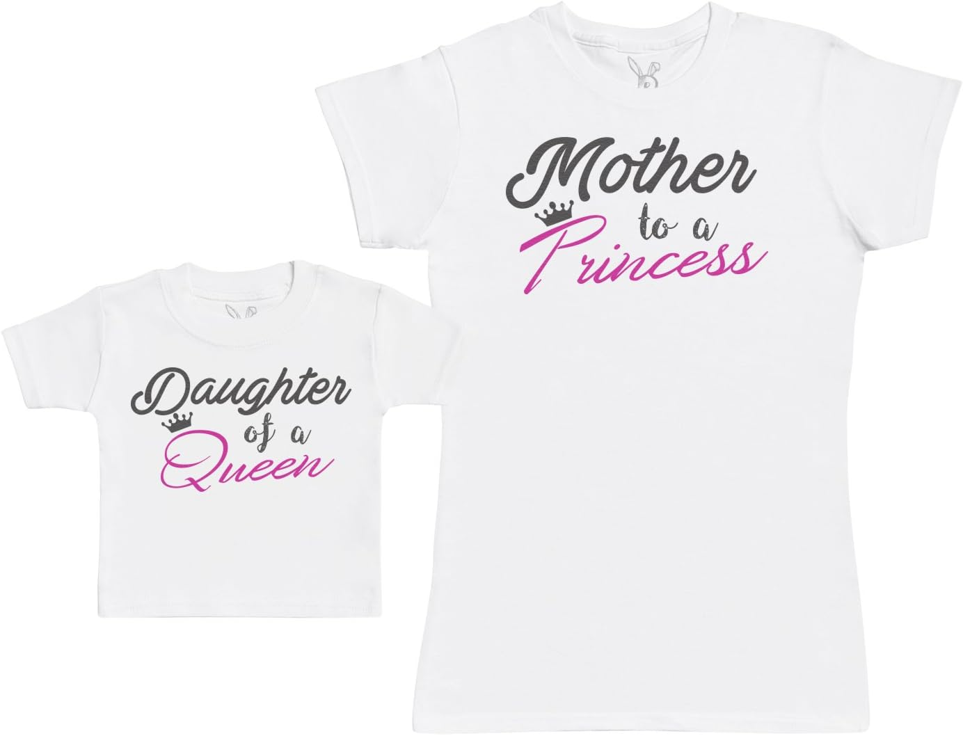 Daughter of a Queen & Mother to a Princess - Baby Gift Set with Baby T-Shirt & Mother'S T-Shirt - White - XL & 2-3 Yrs