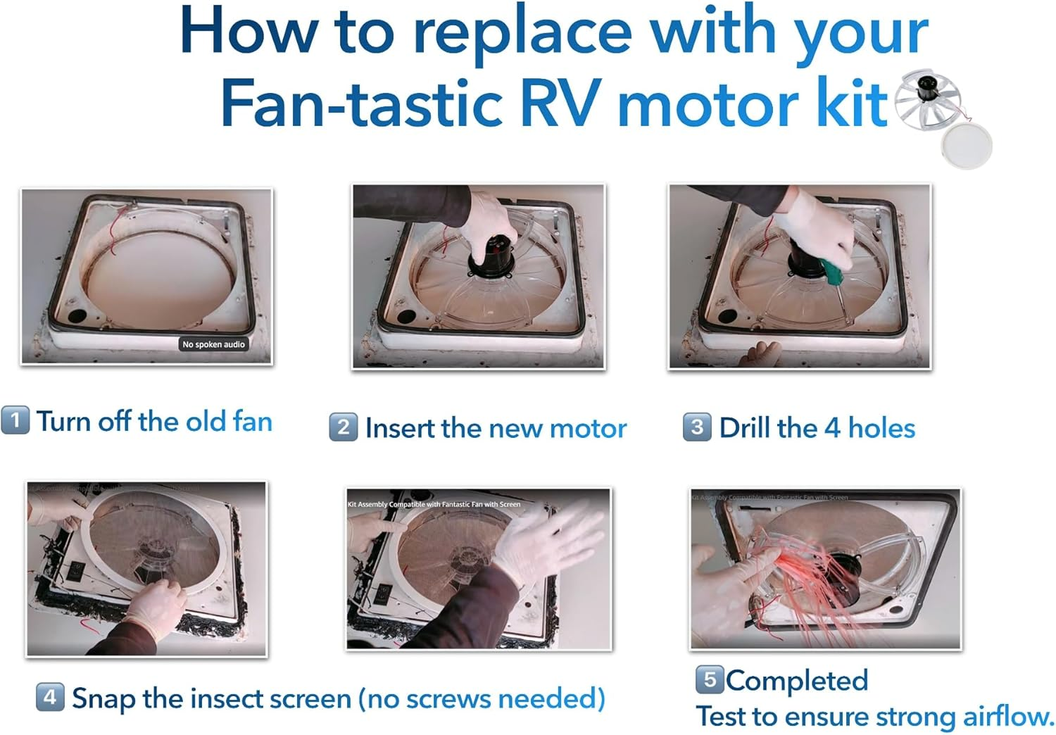 Fan Blade - 13.8 Inch - Fantastic Fan Replacement Kit - Blade and Motor Assembly - RV Compatible image number 4
