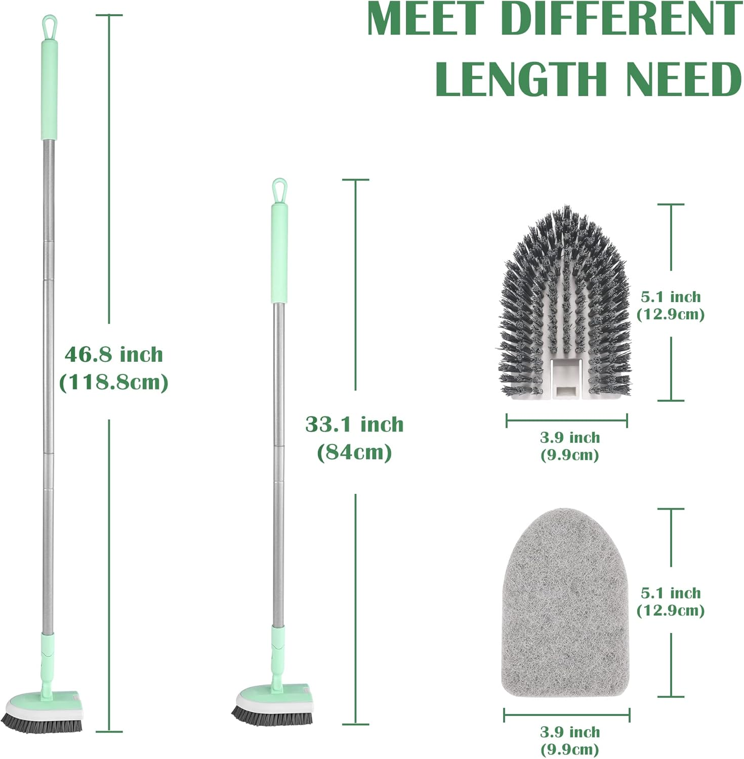 DALIPER Shower Scrubber with Long Handle for Cleaning, 2 in 1 Tub and Tile Scrubber, Interchangeable Scrub Brush Attachment for Cleaning Bathroom Bathtub Floor Wall image number 1