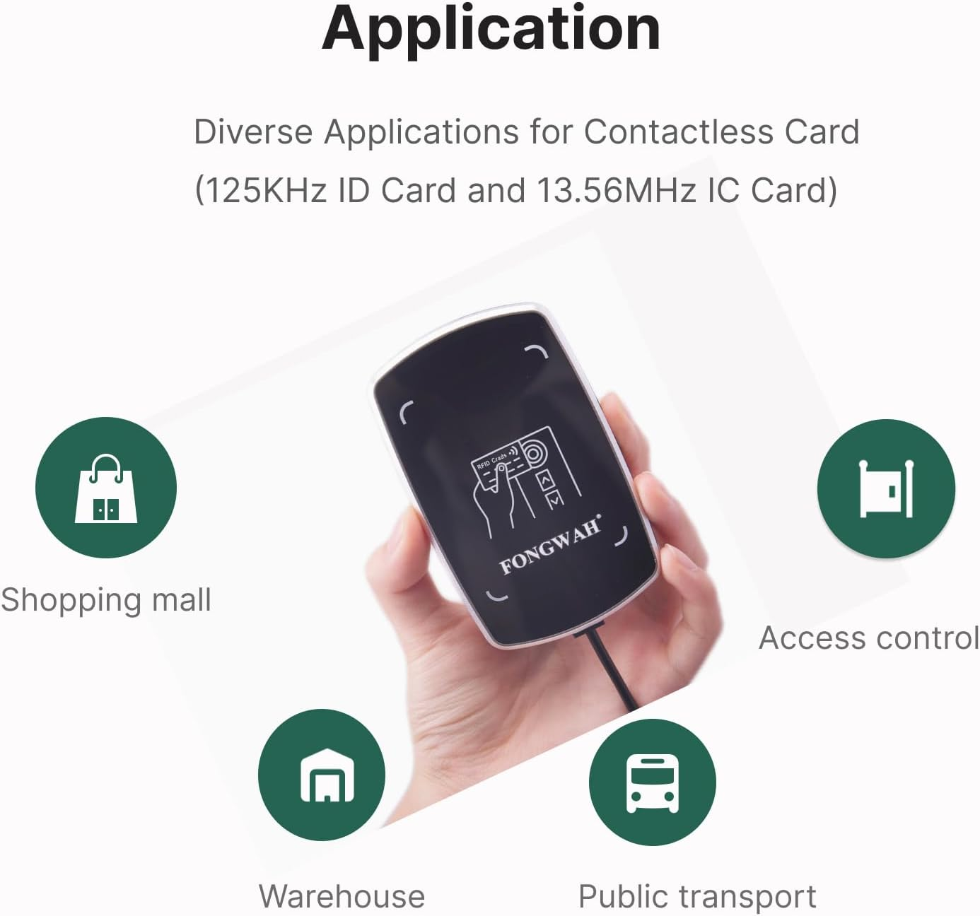 Fongwah Desktop RFID IC and ID Card Reader S7-EU-00-02, Keyboard Emulation Output, Support ISO14443A Cards /S50 Card and 125Khz ID Cards image number 4