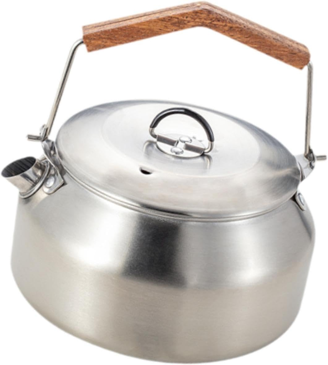 Eigell Portable Camping Kettle for Outdoor Use, Water Coffee Pot and Teapot, Silver