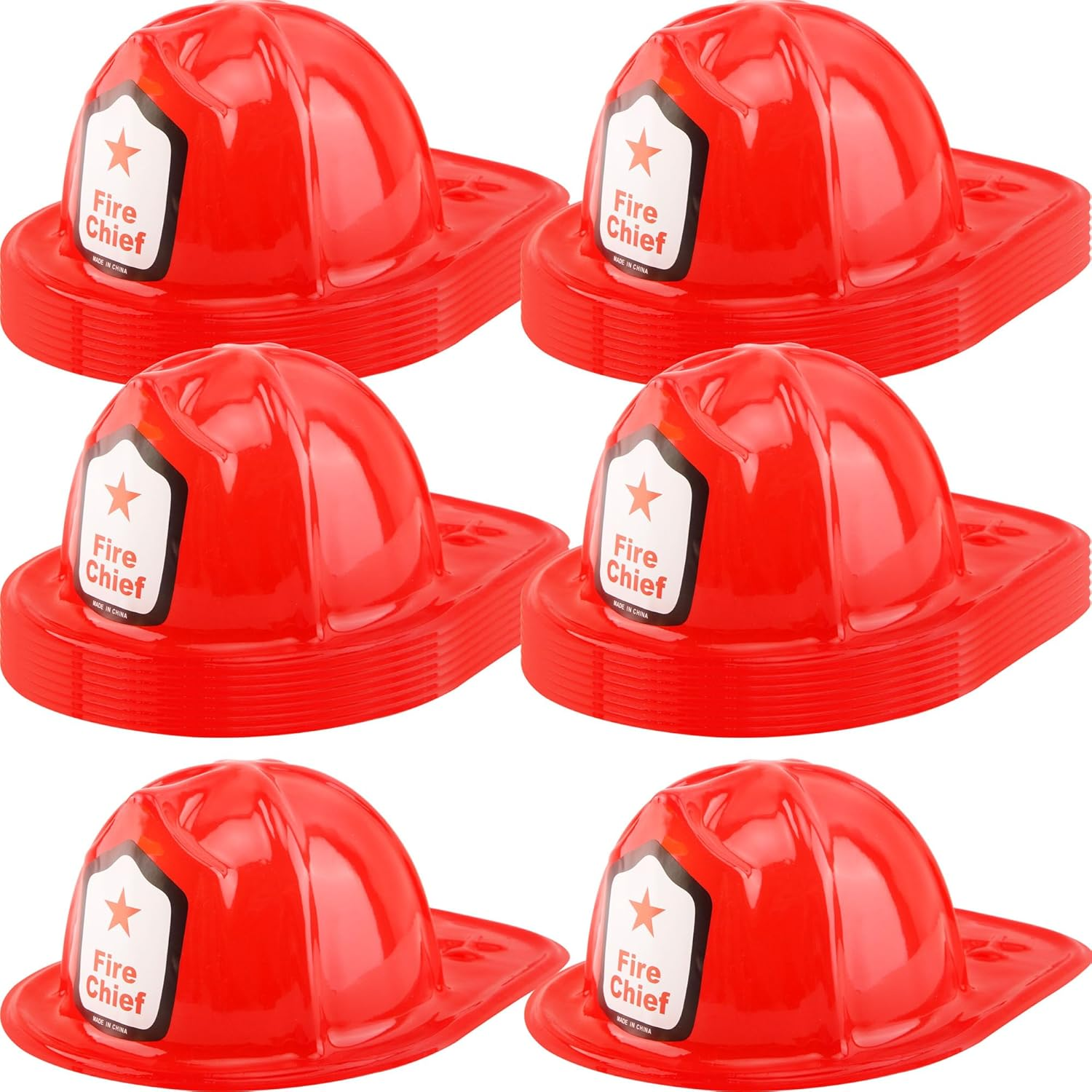 30 Pack Kids Firefighter Hat Bulk Plastic Firefighter Helmet Fire Chief Hard Hat for Boys Girls Halloween Cosplay image number 6