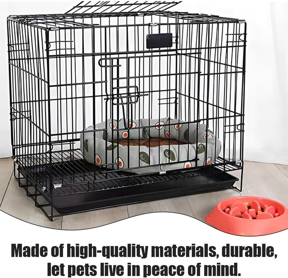 Dog Crat,Foldable Pet Basket,Double Door Dog Crate,Puppy Playpen House,Chew Proof Dog Chest,Portable Travel Cage, for Pets up to 50 Pounds image number 3