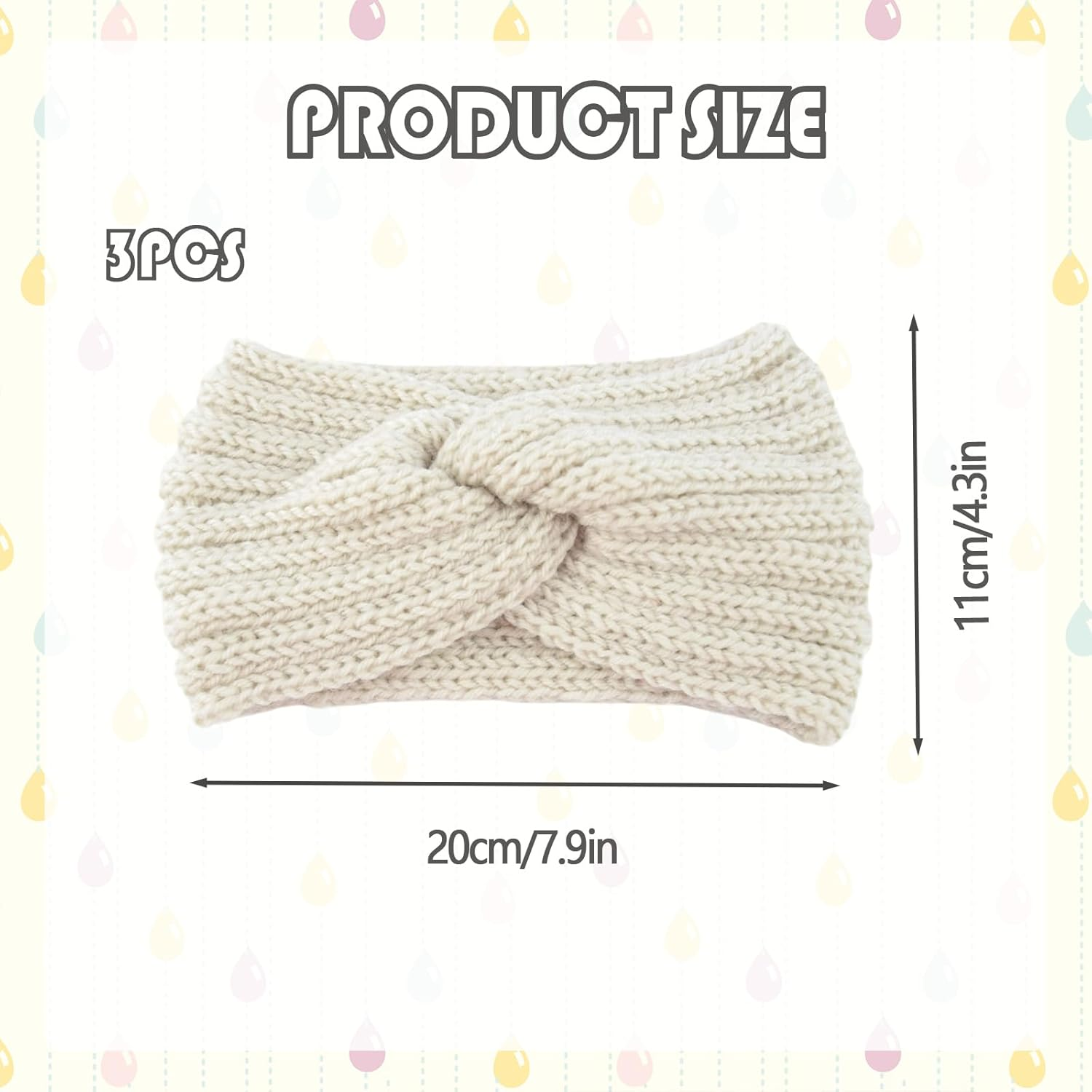 Pack of 3 Women'S Winter Headbands, Girls, Hair Band, Girls' Elastic Crochet Fleece, Warm Headband for Outdoor Sports (Black, Pink, Beige) image number 5