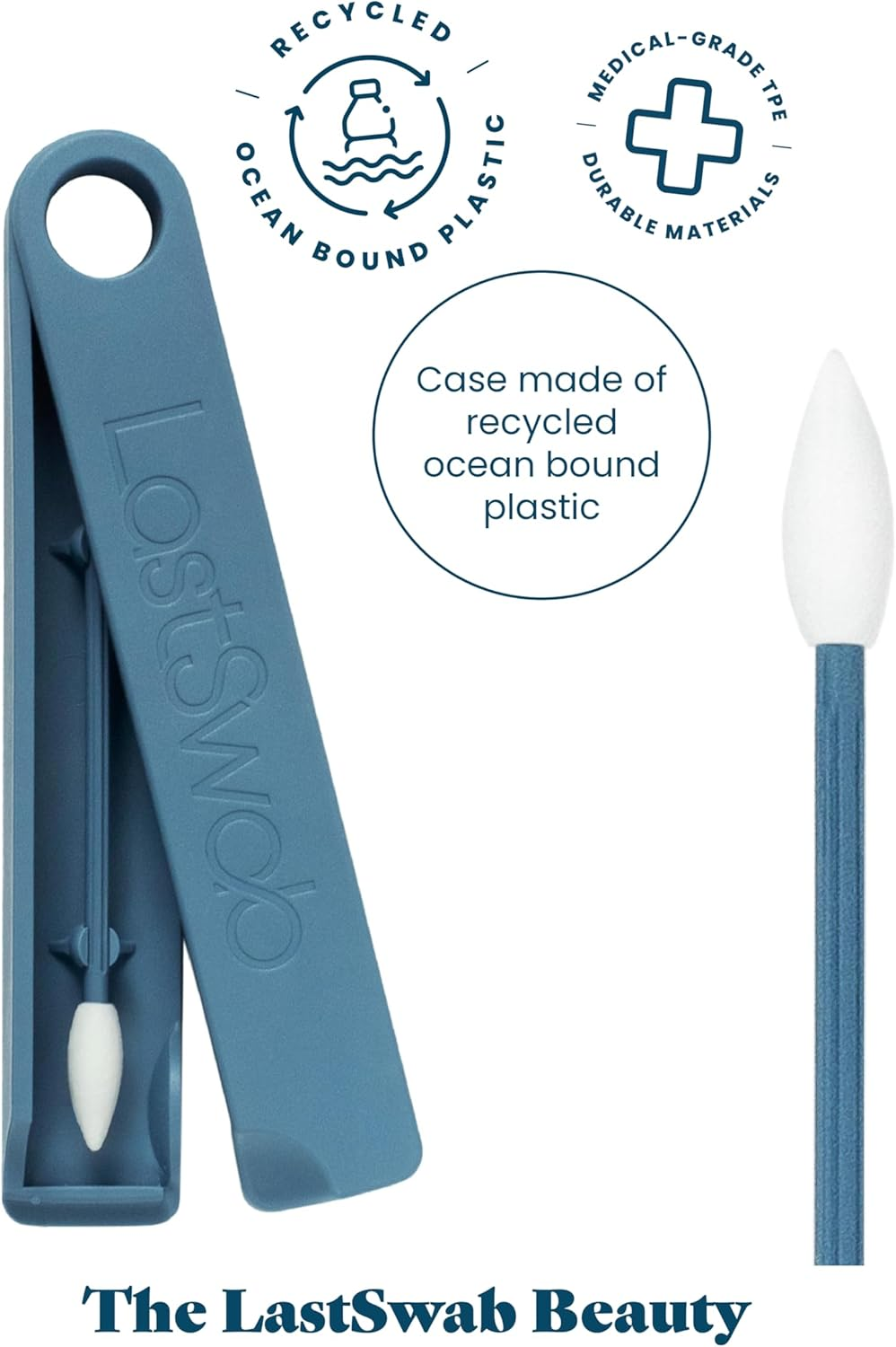 Lastswab&reg; Reusable Cotton Swabs for Gentle and Eco-Friendly Beauty Routines - the Sustainable Alternative to Single-Use Q Tips - Zero Waste & Easy to Clean - Comes with a Convenient Travel Case Holder - Turquoise image number 2