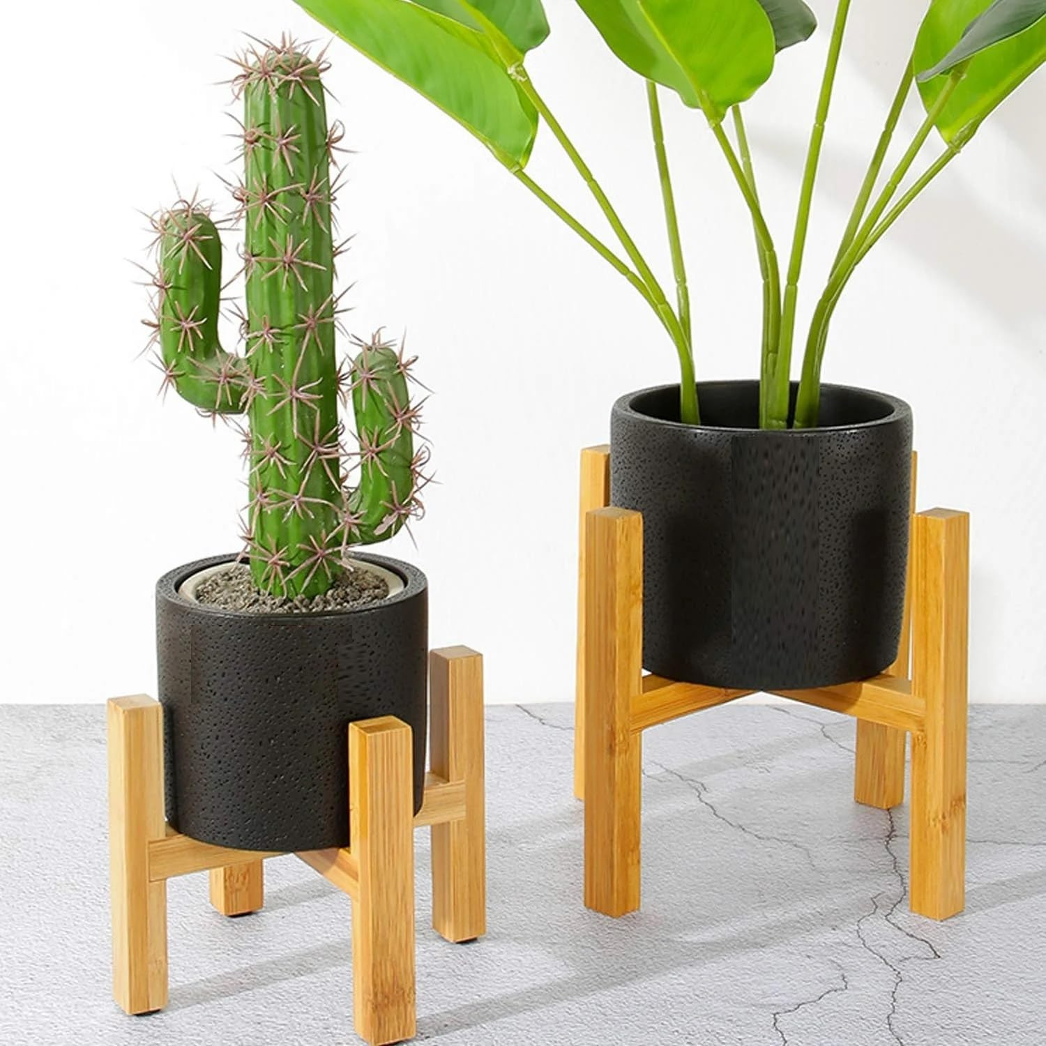 EZONEDEAL Modern Plant Stand for Indoor/Outdoor Use - Bamboo Material - Corner Plant Stand & Tabletop Planter - Easy to Install - No Tools Needed image number 2