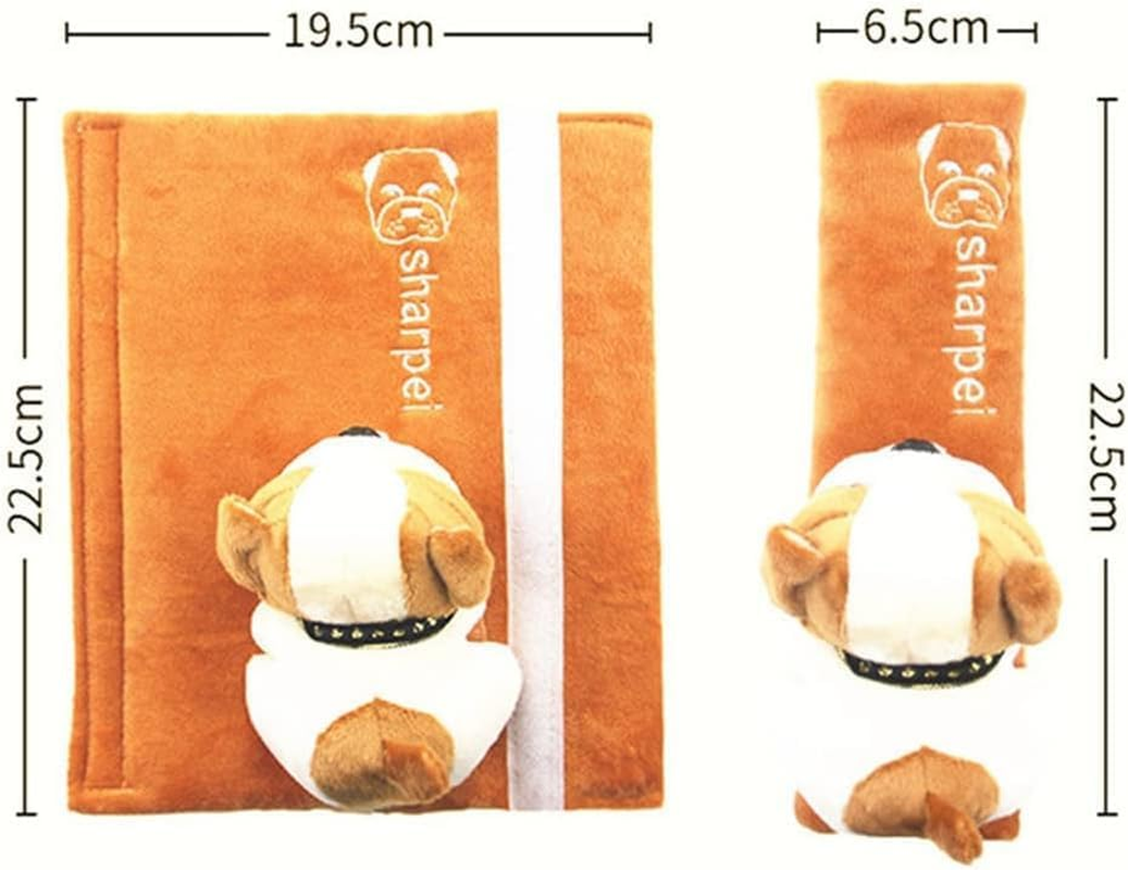Car Seat Belt Cushion Seat Belt Strap Cover, Cute Animal Plush Shoulder Strap Pad Adjustable Super Soft Belt Protector for Adults (Grey, 22.5 * 6.5CM) image number 4