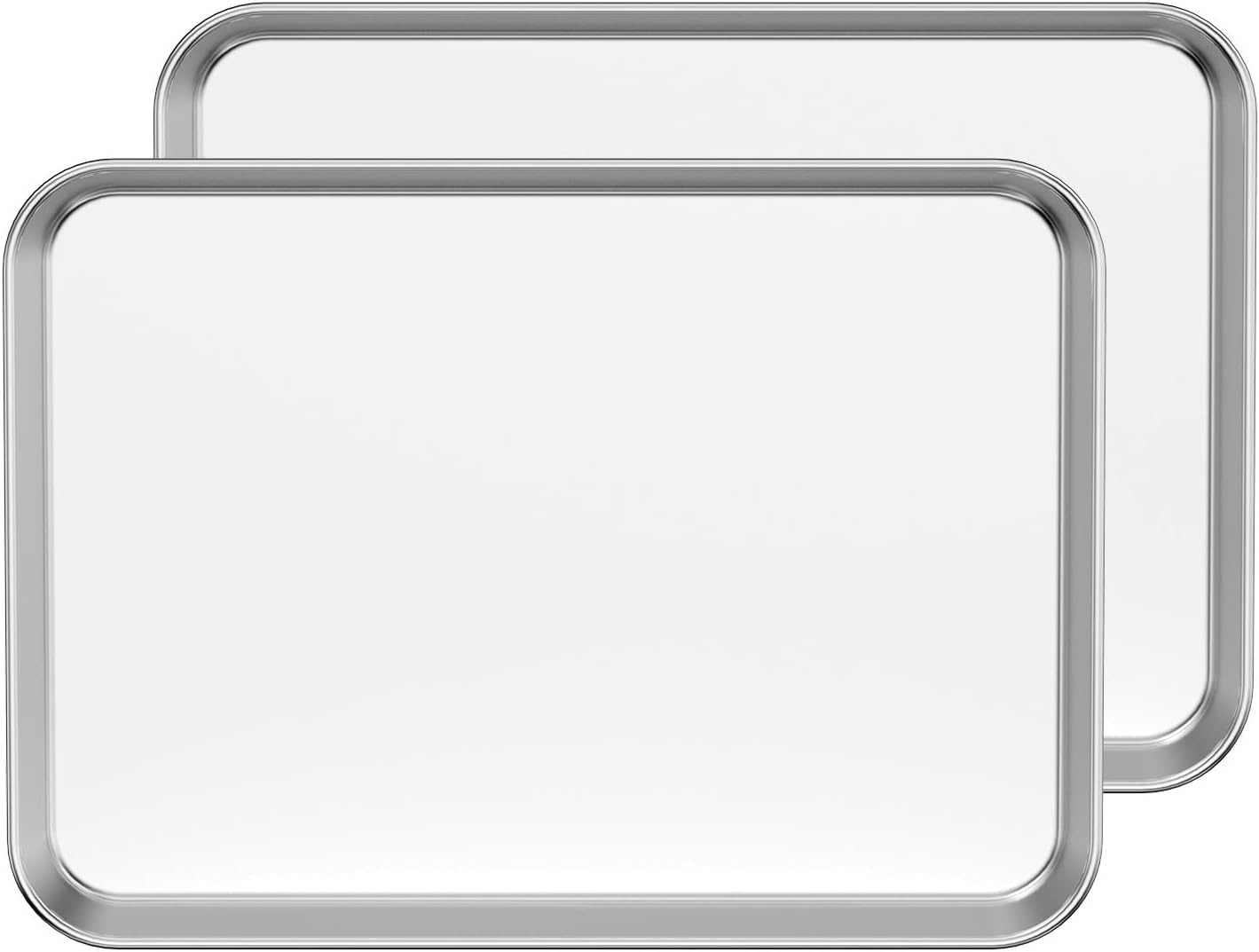 Baking Sheets Set of 2, Stainless Steel 2-Piece Cookie Sheet, Toaster Oven Baking Pan Set, Rectangle Size 16 X 12 X 1 Inch, Healthy & Non Toxic, Mirror Finish & Rust Free, Dishwasher Safe(16Inch) image number 6