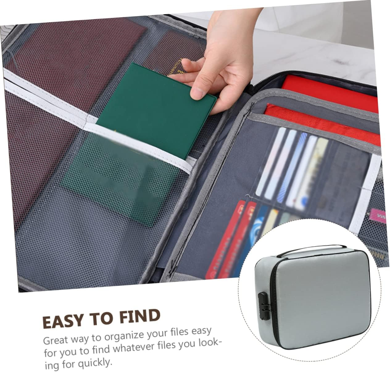 TEHAUX Fireproof Document Bag Travel Safe Bag File Storage Case for Laptop Files image number 3