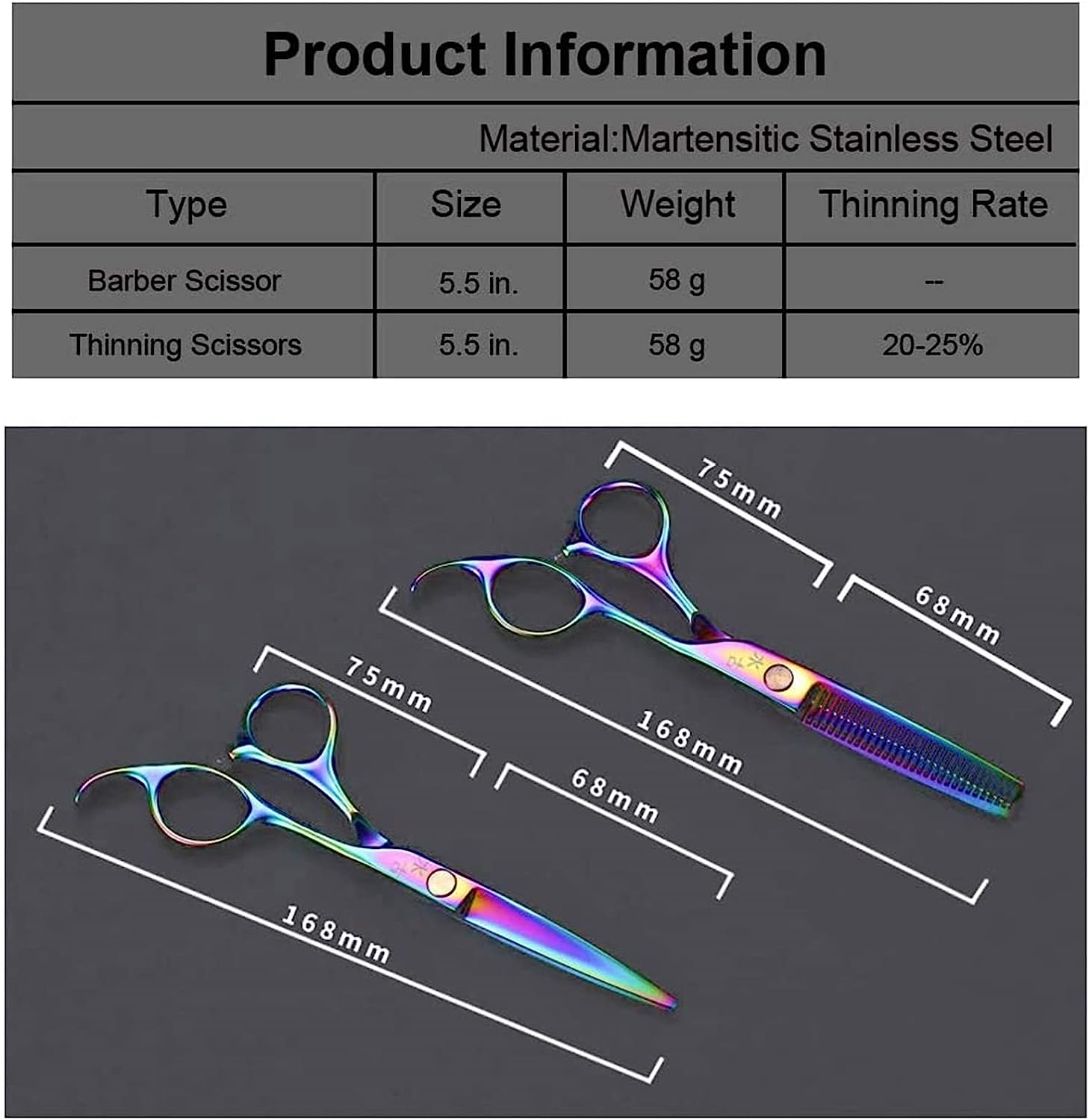 TAVVKE Professional Hair Cutting and Thinning Scissors - Titanium Coated - Barber Hair Cutting and Thinning Scissors with Pouch - Stainless Steel - Adjustable Tension Knob image number 6