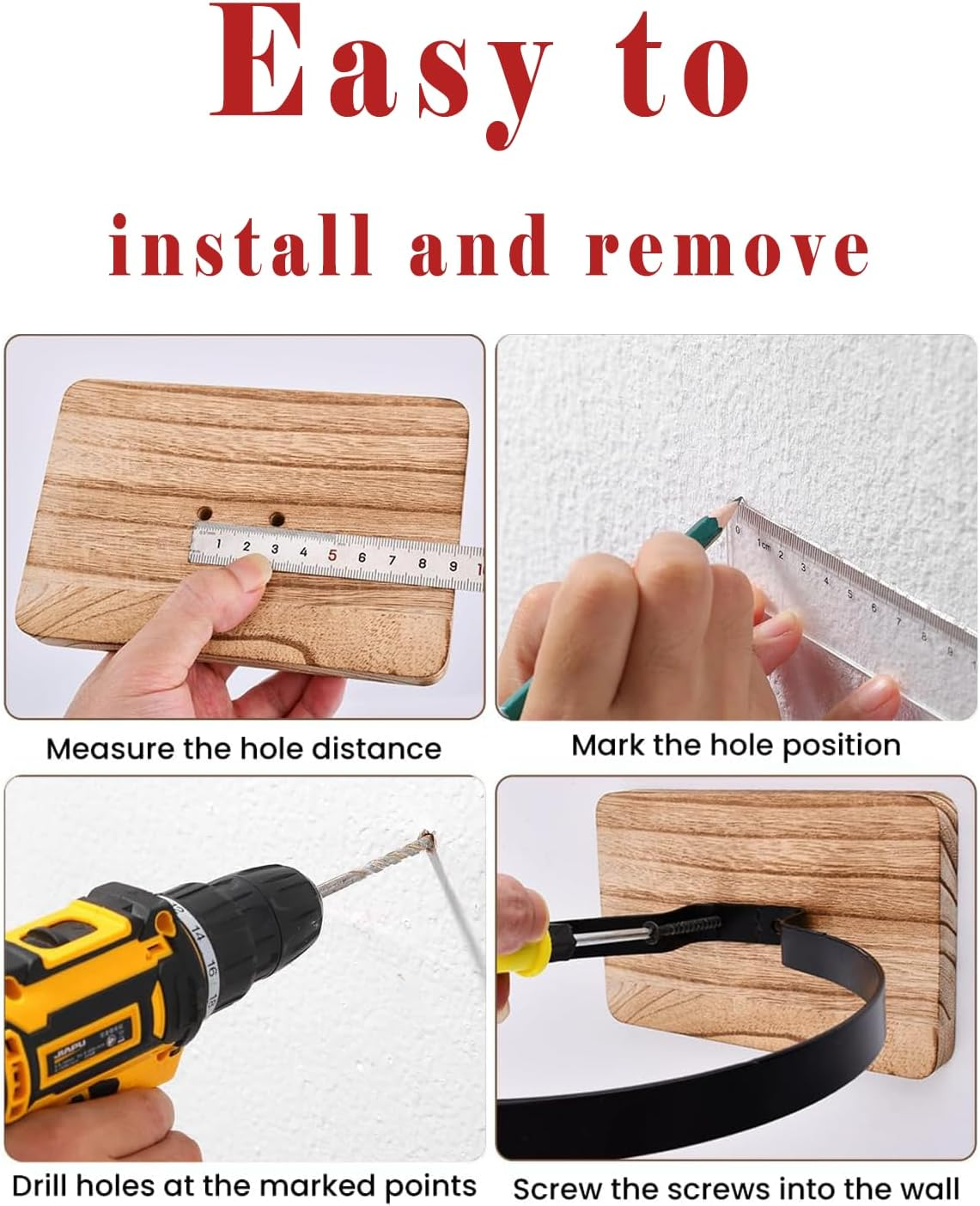 4 Pack Wall Mount Basketball Holder with Wood Base &ndash; Ball Display Rack for Basketball, Football, Soccer, Volleyball &ndash; Sports Ball Storage Organizer for Athletes & Fans image number 5