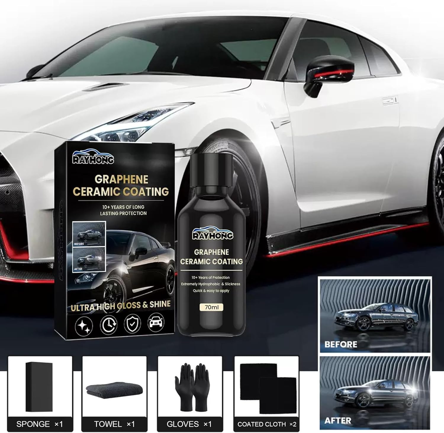 Graphene Ceramic Coating for Cars,Features Super Hydrophobic Crystal Waterproof Function, Auto Coating & Paint Care, Long-Lasting Vehicle Exterior Protection-2 image number 4