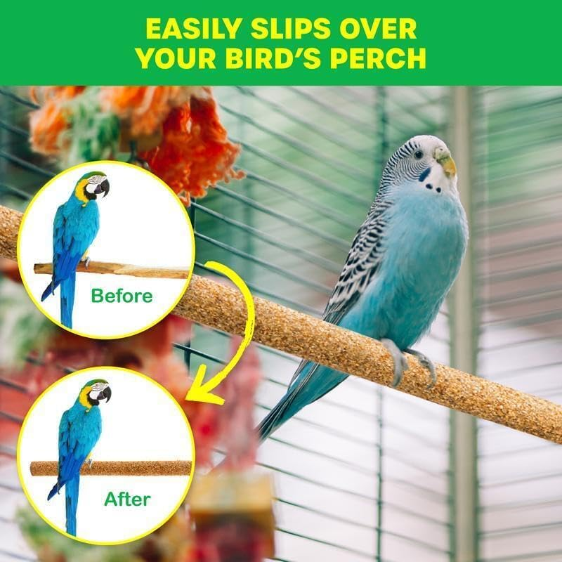 Leona Co Sanded Perch Covers for Parakeets, Lovebirds, Finches, Canaries, Small Birds, 25Cm Long, Bird Accessories, Pet Bird Supplies, Bird Perches for Cage (3)