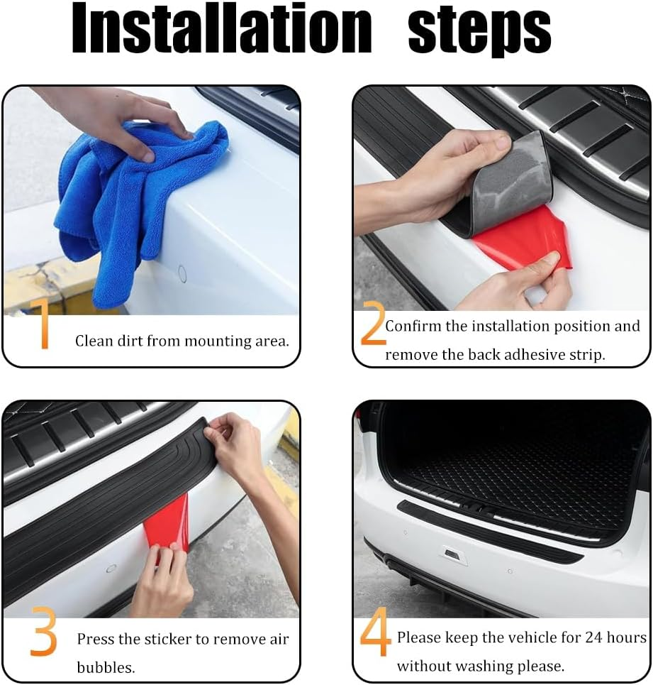 Car Rear Bumper Guard, 2.95 Feet Long Car/Suv Universal Black Rubber Scratch Resistant Trunk Exterior Accessories image number 4