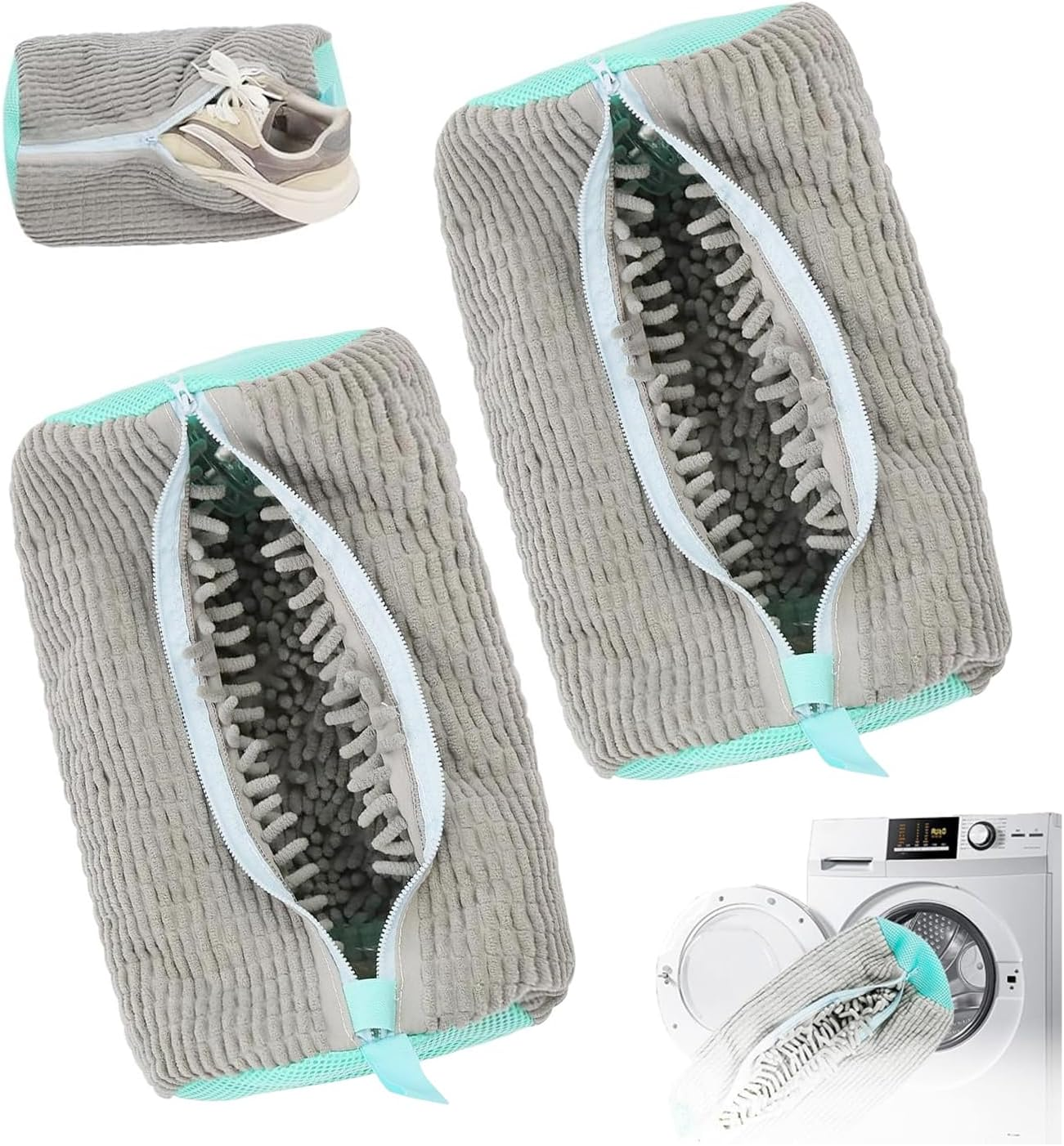 Chamgeco 2PCS Shoe Washing Machine Bag, Large Laundry Shoe Bag for Washer and Dryer, Reusable Shoe Cleaning Bags for Sneakers, Tennis & Gym Shoes, 360&deg; Wrap-Around Cleaning (Yellow, 2PCS)