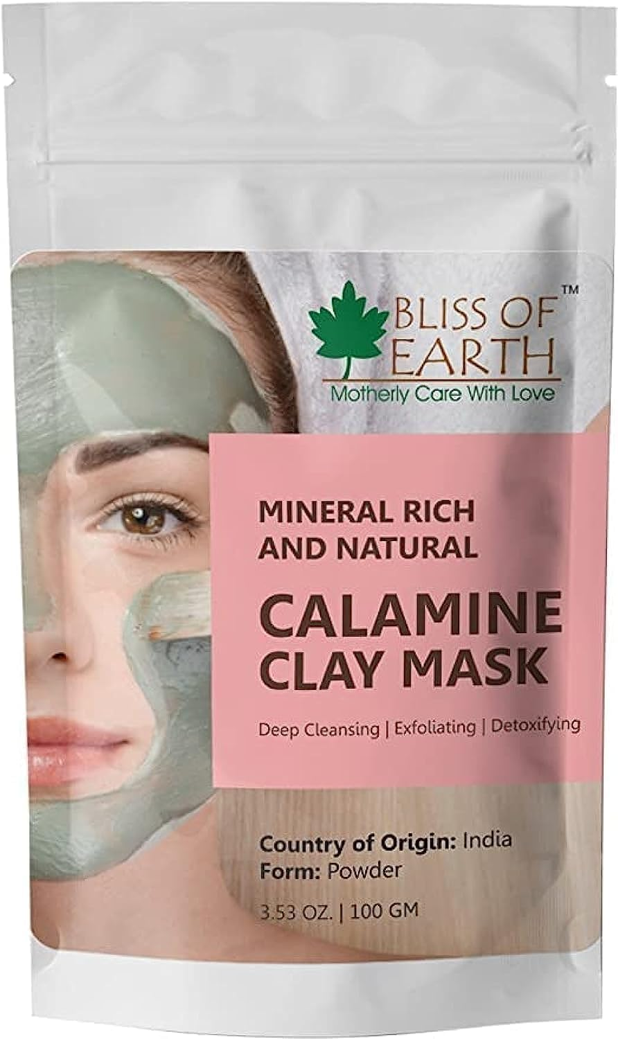Bliss of Earth Calamine Clay Powder Great for Skin Care, Face Pack 100Gm image number 1