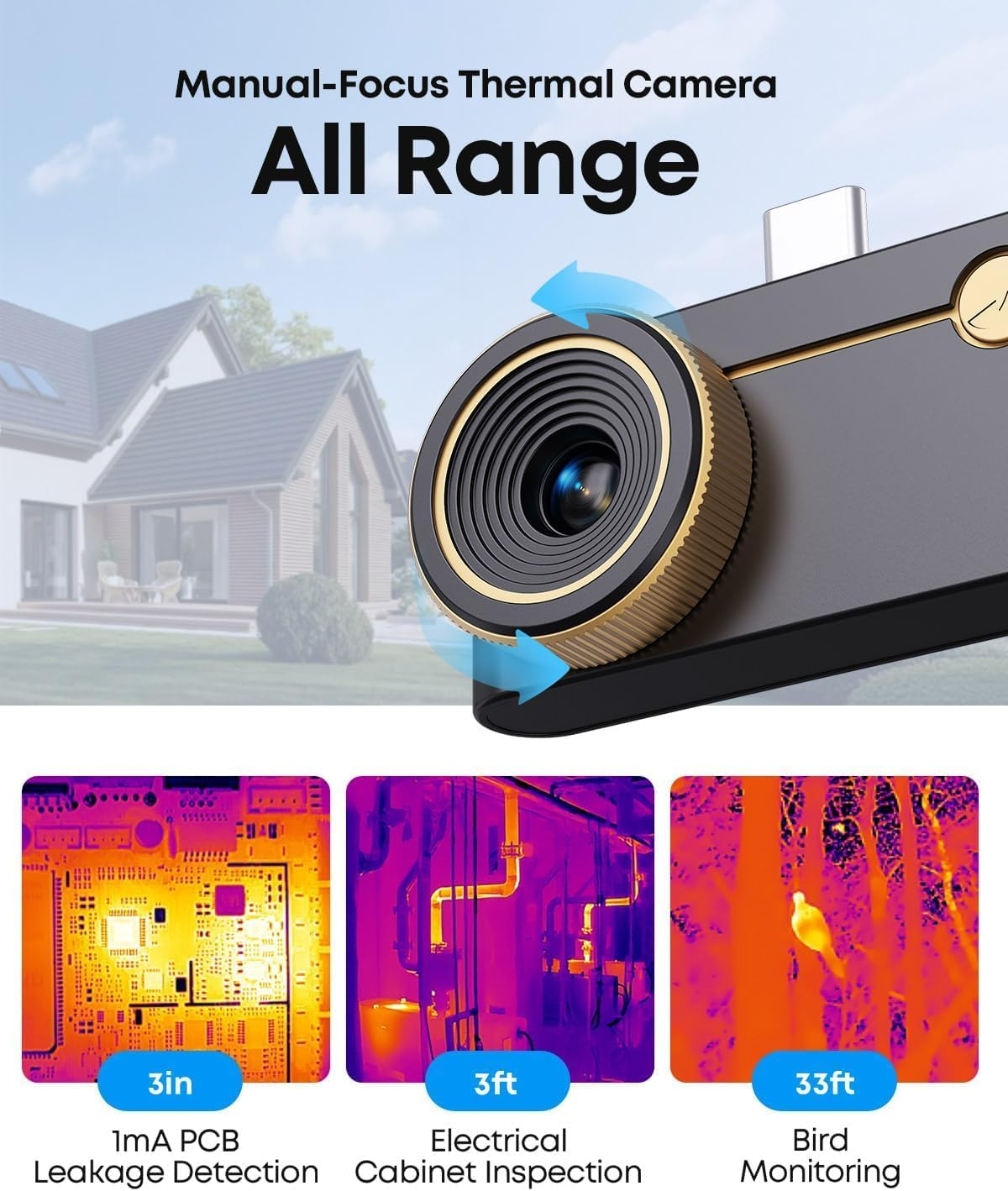 Thermal Camera for Android & Ios, P3 Thermal Imaging Camera with 512&times;384 IR Resolution, 26.3G Lightweight, 8Mm Macro Lens, -20℃~600℃, for Electrical, HVAC & Automotive Inspection image number 4
